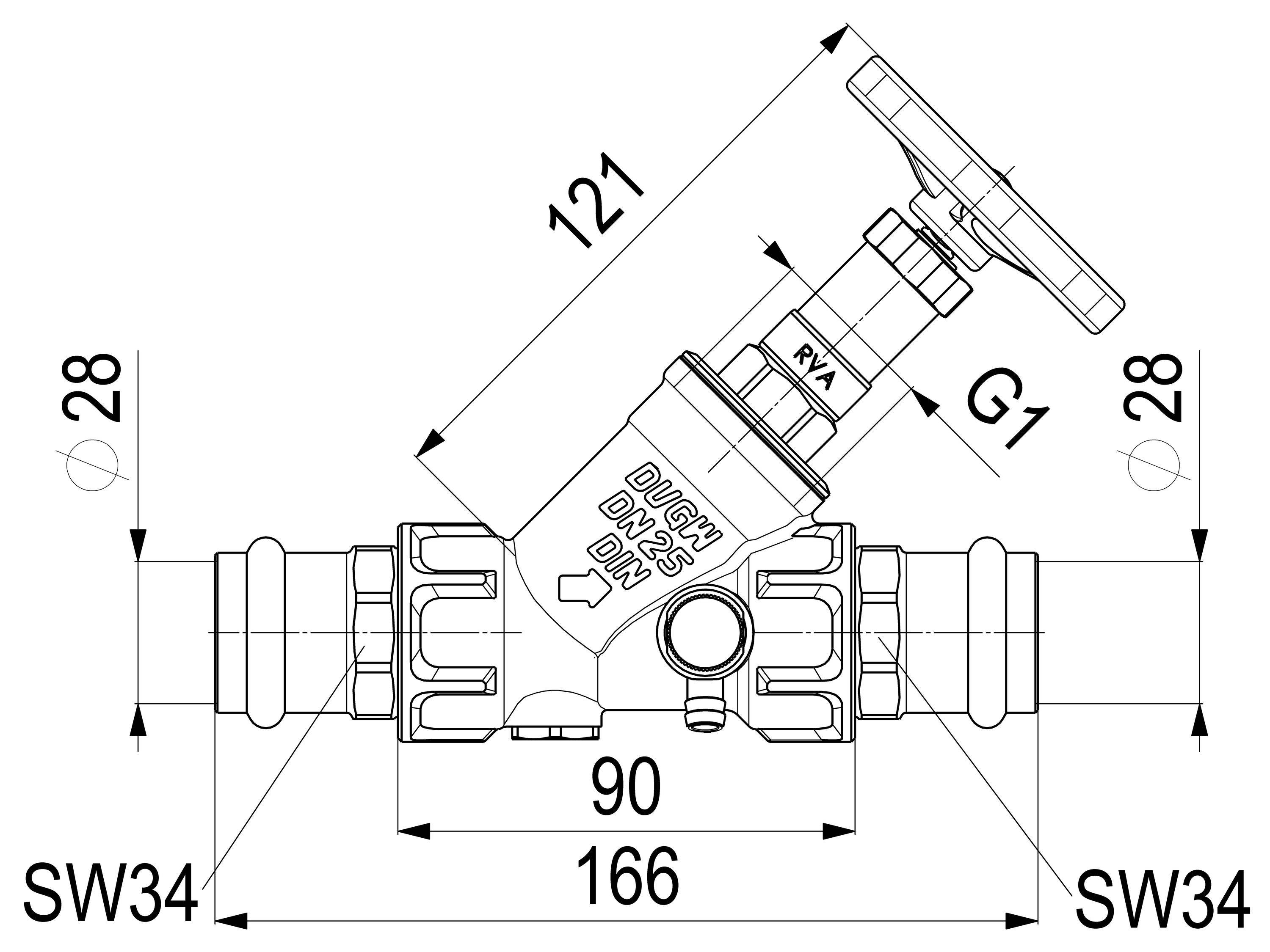 Schlösser Armaturen JS KFR-VENTIL, PRESSANSCHLUSS IG M.ENTL,N.ST.SP.,DN25,PRESS2