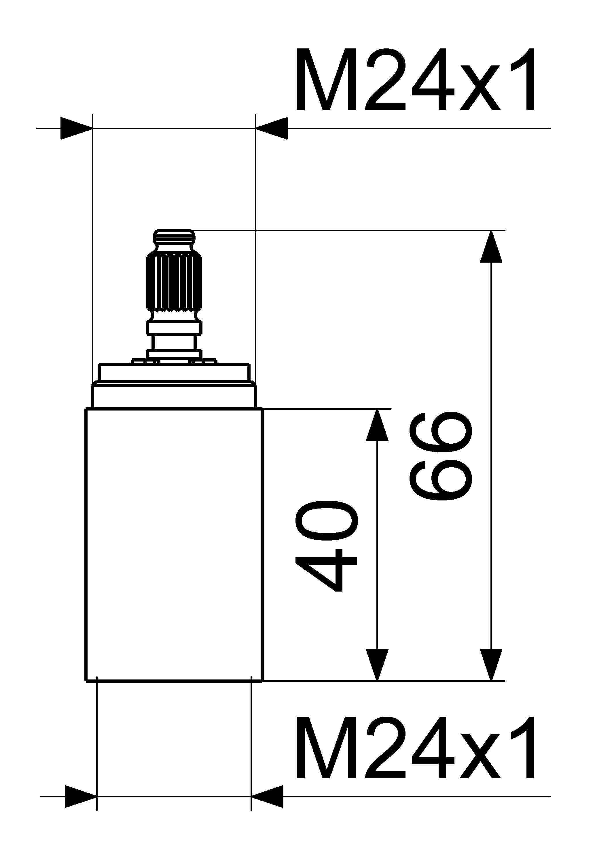 Schlösser Armaturen JS Verlängerung für Unterputzventil, variabel, M24x1x40mm 76
