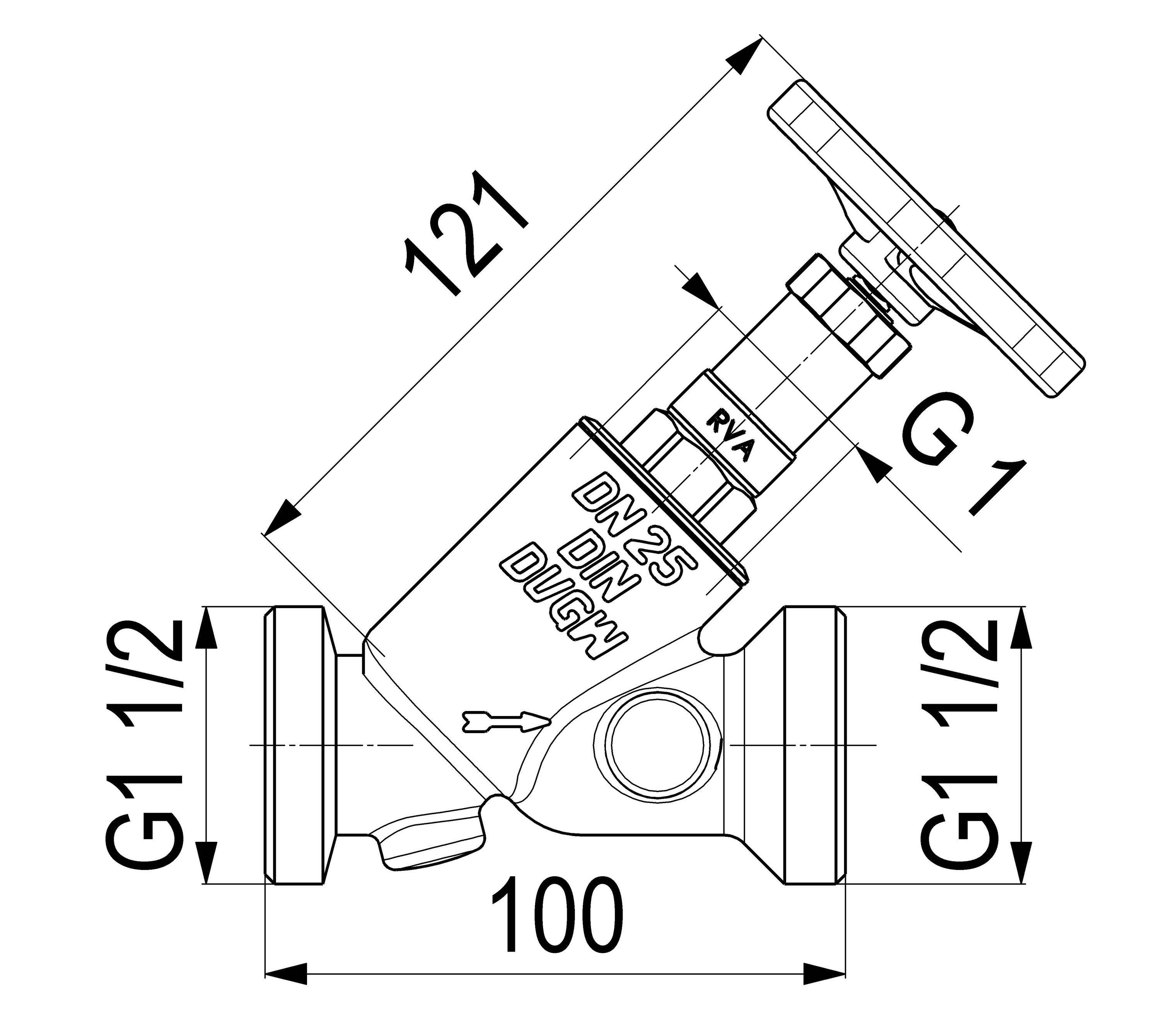 Schlösser Armaturen JS KFR-VENTIL, AUSSENGEWINDE KST O.ENTL.,N.ST.SP,DN25,AG1 1/