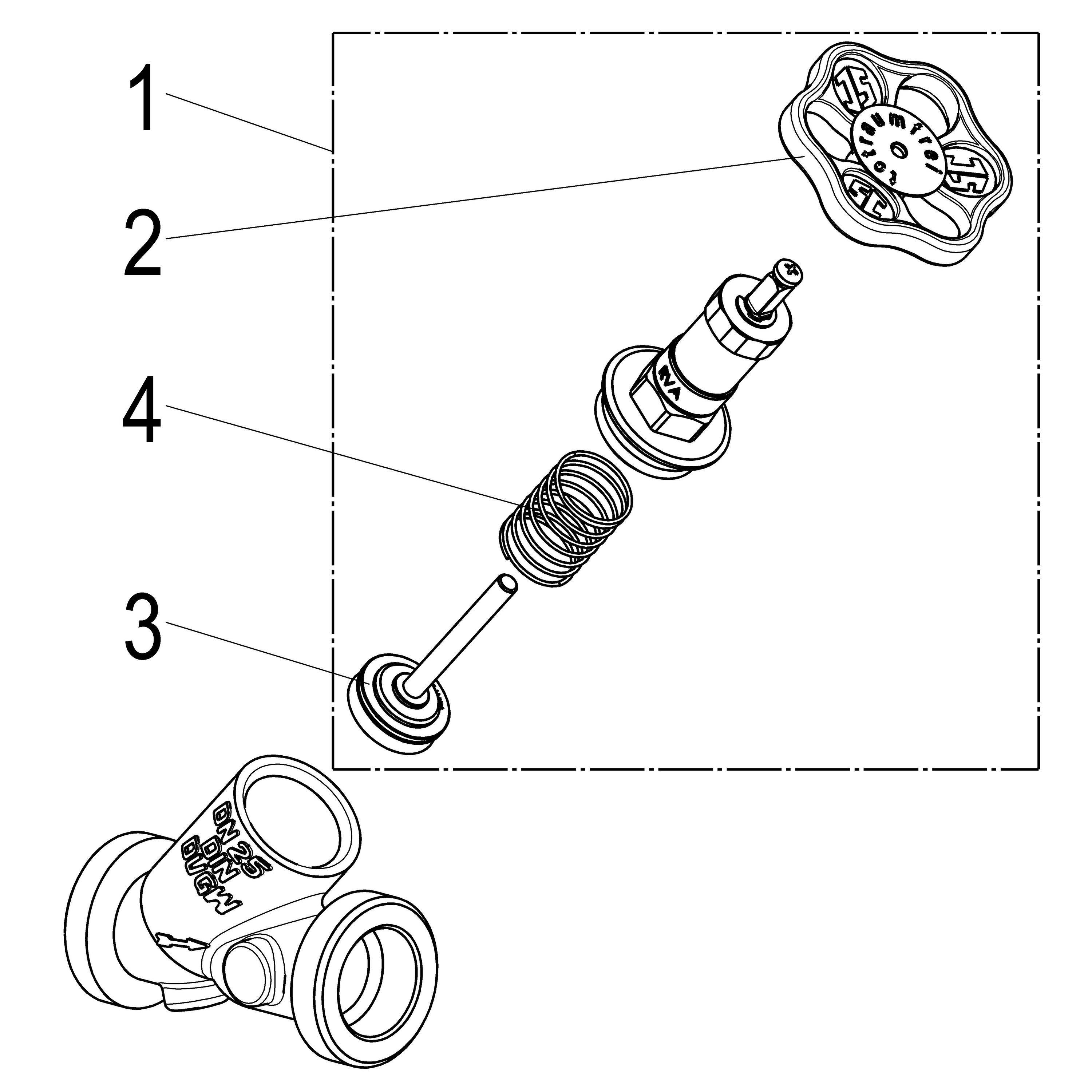Schlösser Armaturen JS KFR-VENTIL, AUSSENGEWINDE KST O.ENTL.,N.ST.SP,DN25,AG1 1/