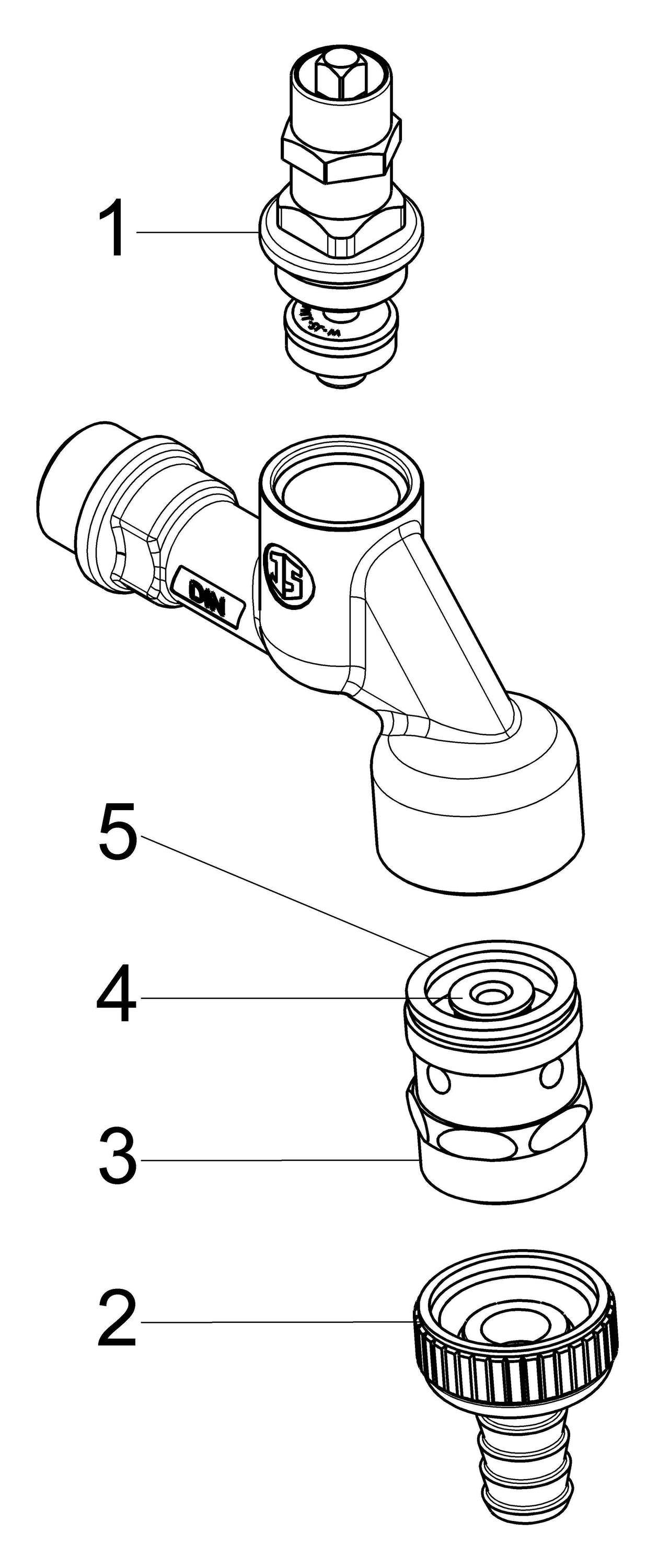 Schlösser Armaturen JS AUSLAUFVENTIL MIT RB,RV,SV STECKSCHL.-OT,3/4",POL. CHR.