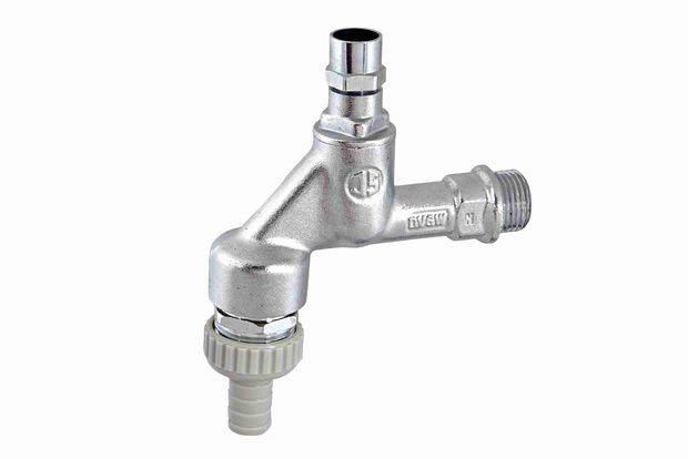 Schlösser Armaturen JS AUSLAUFVENTIL MIT RB,RV,SV STECKSCHL.-OT,3/4",MATT CHR.