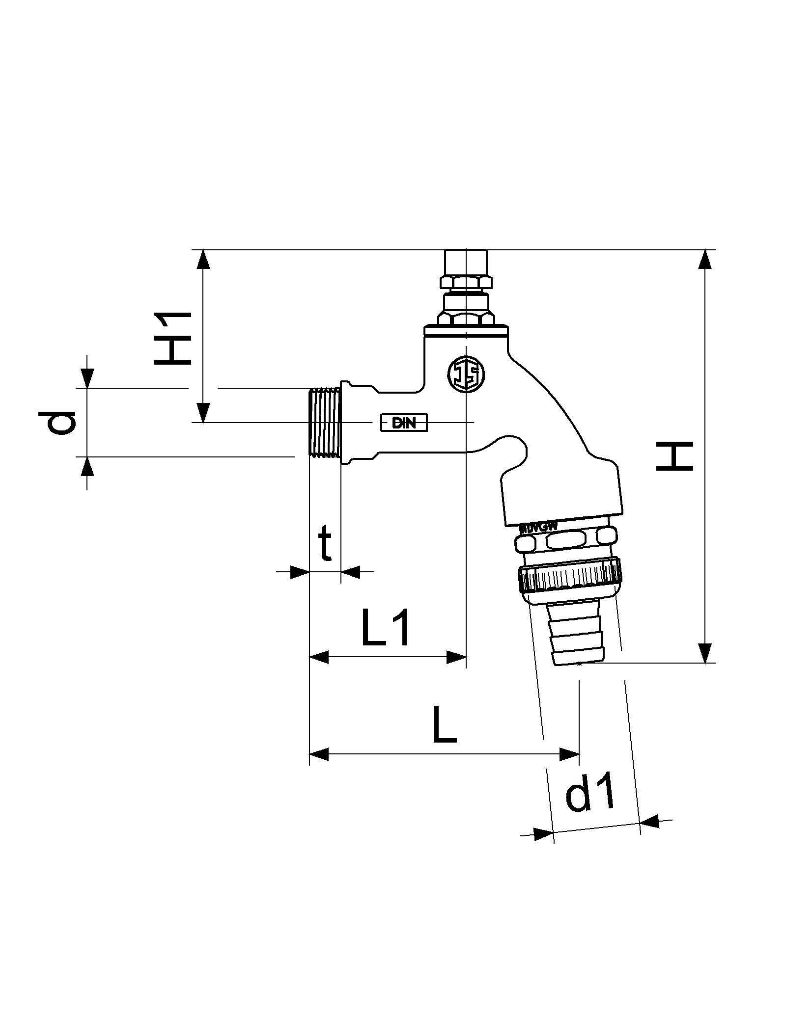 Schlösser Armaturen JS AUSLAUFVENTIL MIT RB,RV,SV STECKSCHL.-OT,3/4",POL. CHR.