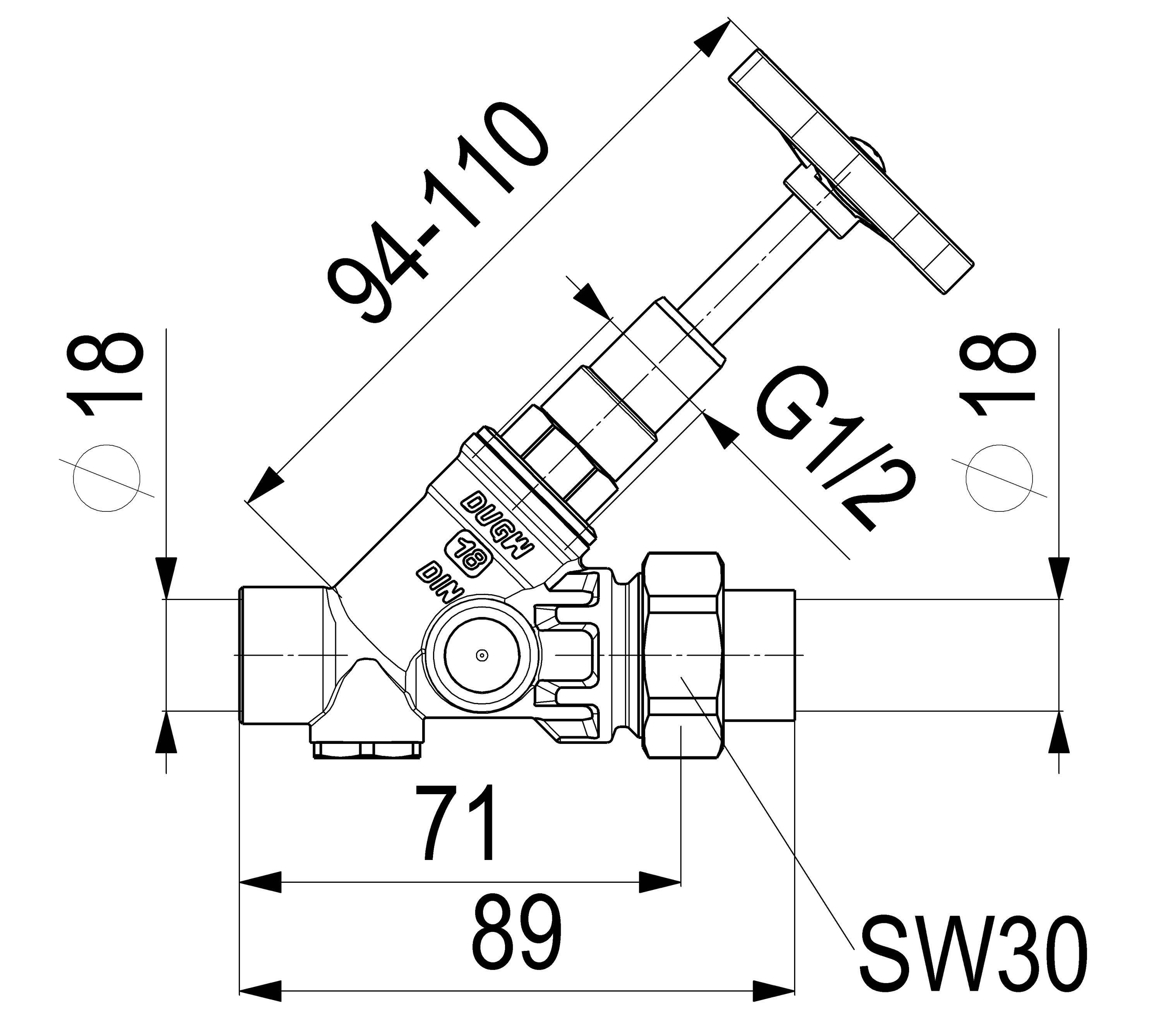 Schlösser Armaturen JS KFR-VENTIL,O.ENTL.,AUSG.LOETV. STEIG.SPINDEL,DN20,LOET 18