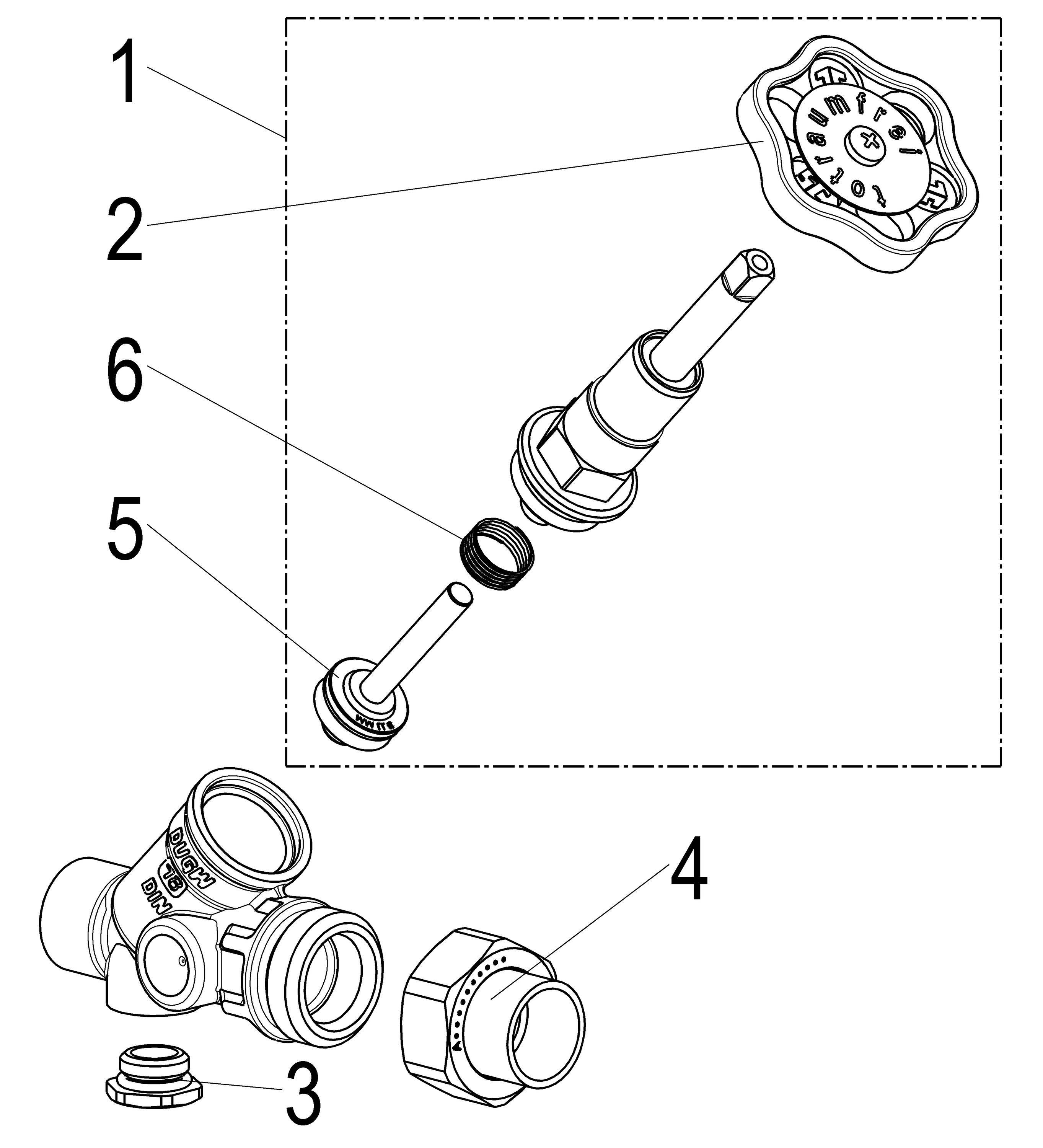 Schlösser Armaturen JS KFR-VENTIL,O.ENTL.,AUSG.LOETV. STEIG.SPINDEL,DN20,LOET 18