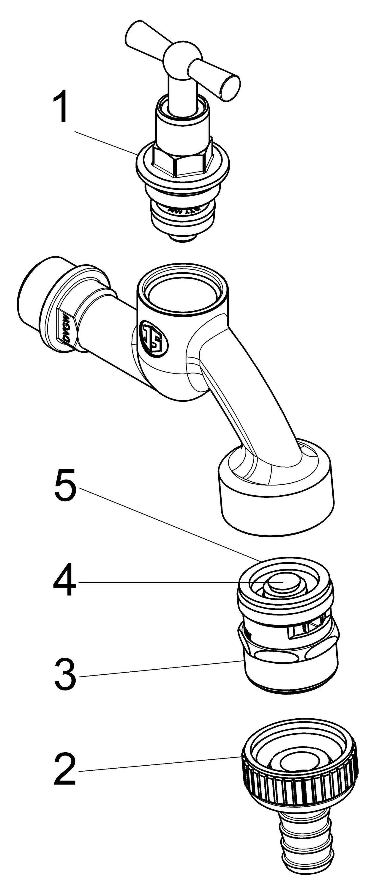 Schlösser Armaturen JS AUSLAUFVENTIL MIT RB,RV,SV KNEBEL-OT,1/2",MATT CHROM,DV