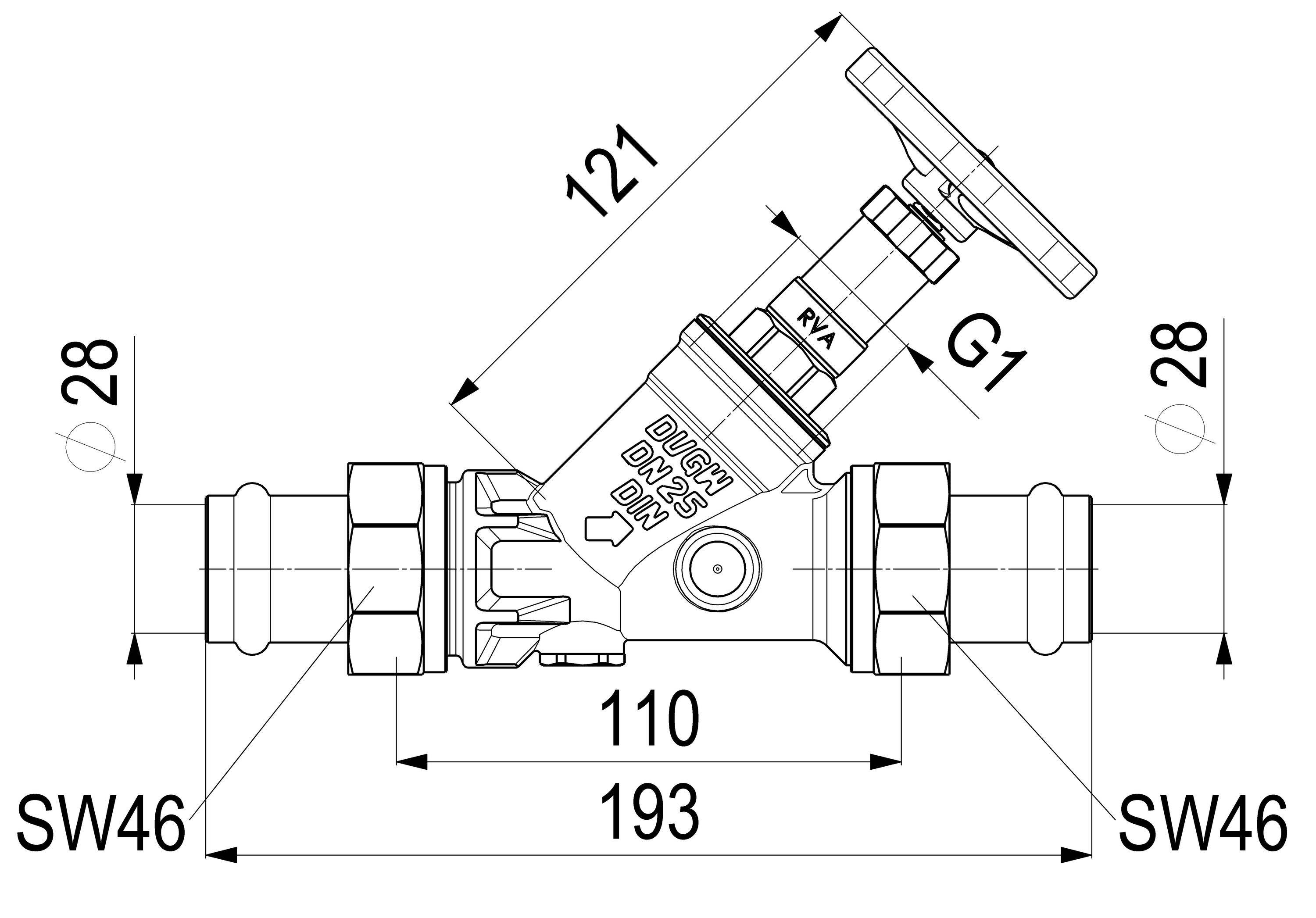 Schlösser Armaturen JS KFR-VENTIL, PRESS AG MULTI O.ENTL,N.ST.SP.,DN25,PRESS28