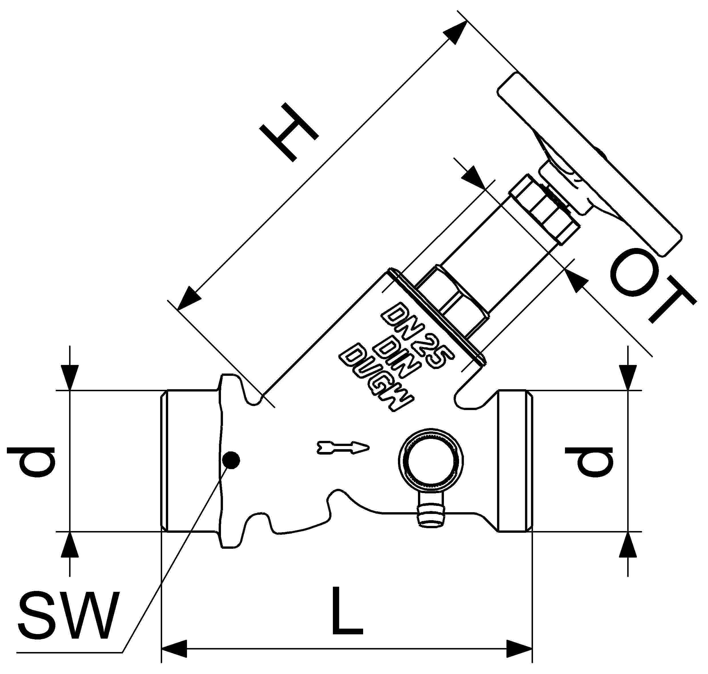 Schlösser Armaturen JS FREISTROMVENTIL, AUSSENG.MULTI M.ENTL.,N.ST.SP,DN32,AG1 1