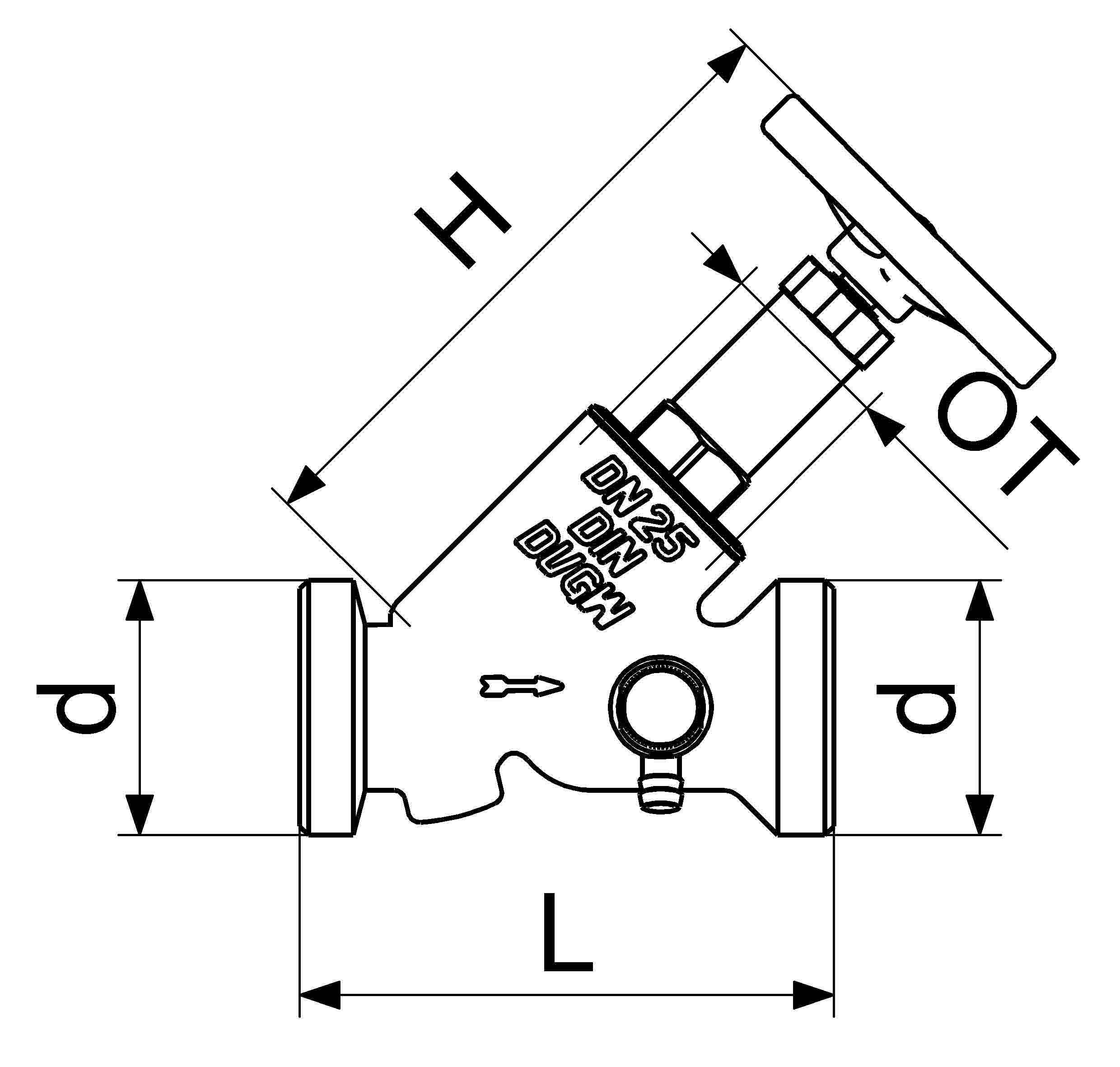 Schlösser Armaturen JS FREISTROMVENTIL, AUSSENGEW.KST M.ENTL.,N.ST.SP,DN40,AG2 1