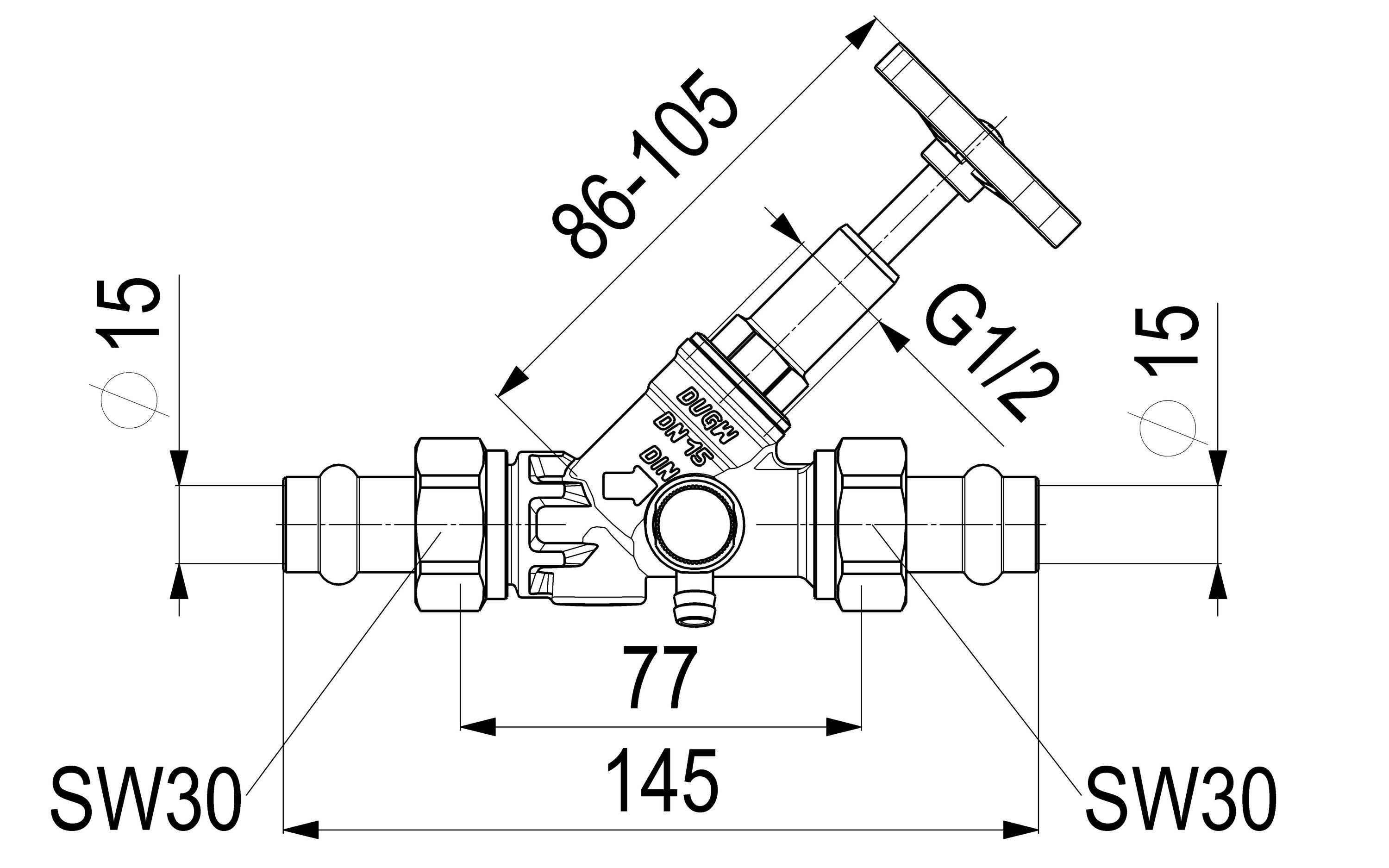 Schlösser Armaturen JS FREISTROMVENTIL,PRESS AG MULTI M.ENTL.,ST.SP.,DN15,PRESS