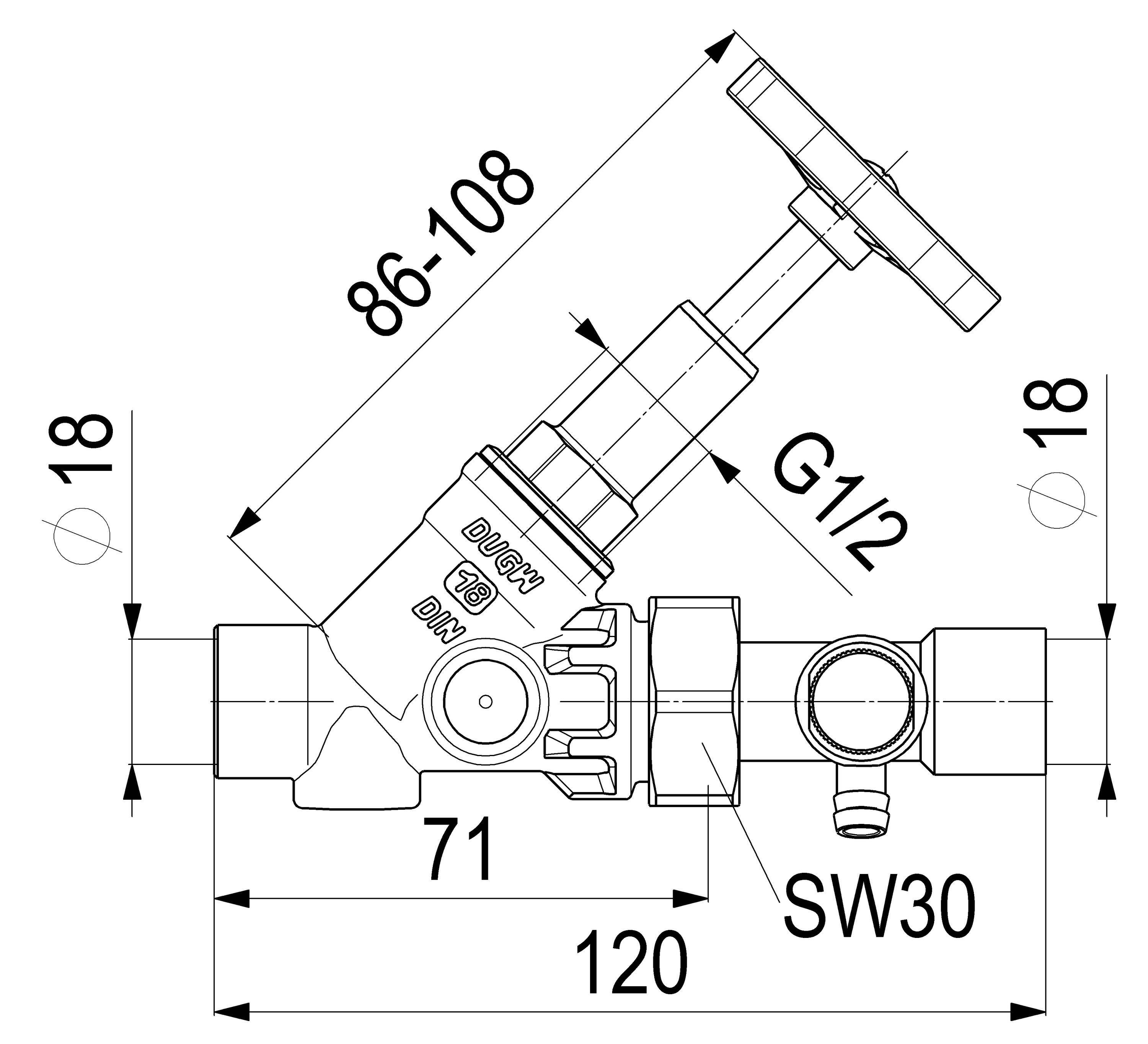 Schlösser Armaturen JS FREISTROMVENTIL, MIT ENTL. IN VSB AUSG.,ST.SP.,DN20,LOET1