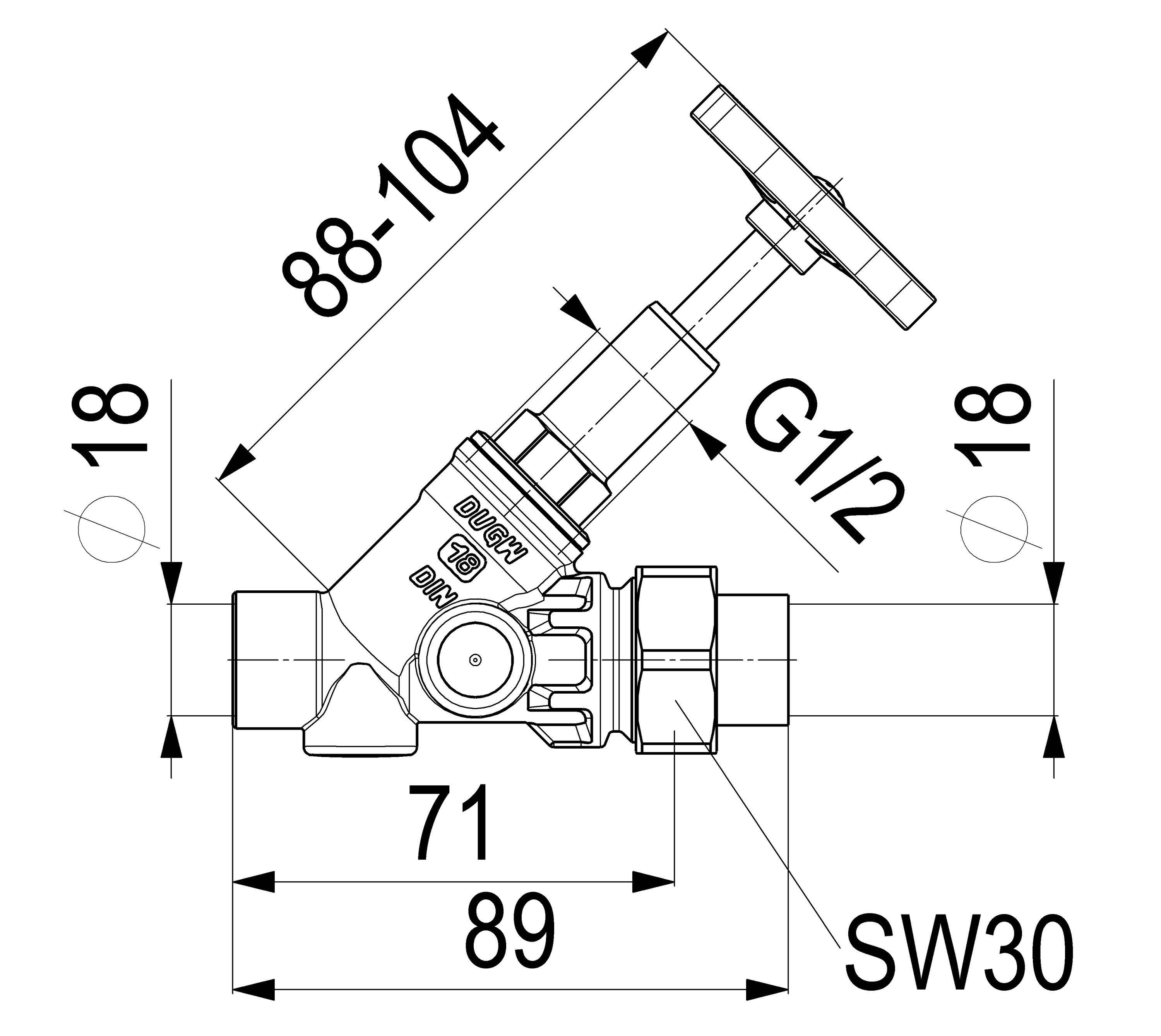 Schlösser Armaturen JS FREISTROMVENTIL, O. ENTLEERUNG AG.LOETV.,ST.SP.,DN20,LOET
