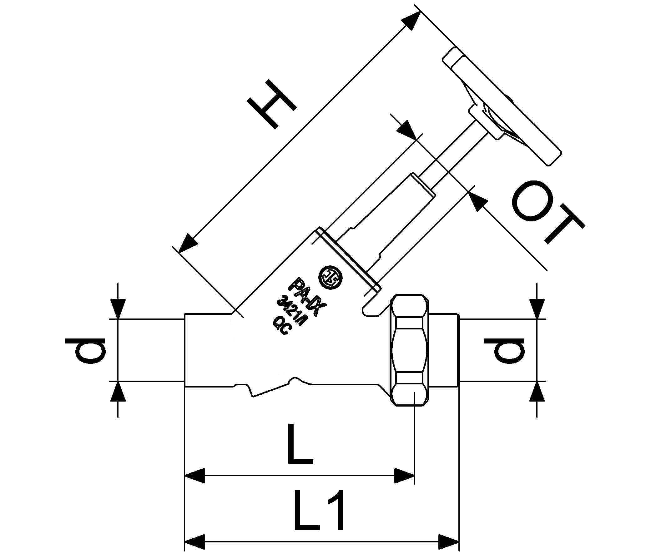Schlösser Armaturen JS FREISTROMVENTIL, O. ENTLEERUNG AG.LOETV.,ST.SP.,DN32,LOET