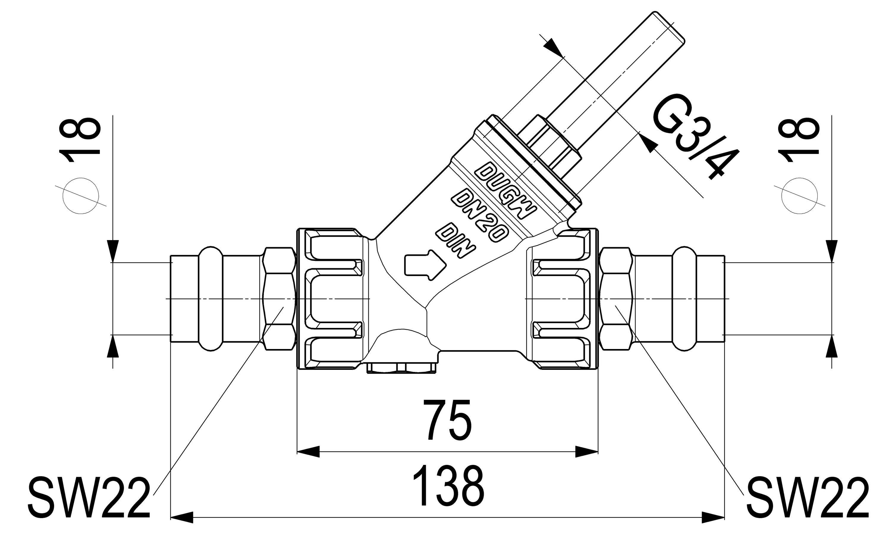 Schlösser Armaturen JS RUECKFLUSSVERHINDERER, O.ENTL. PRESSANSCHL.IG,DN20,PRESS1