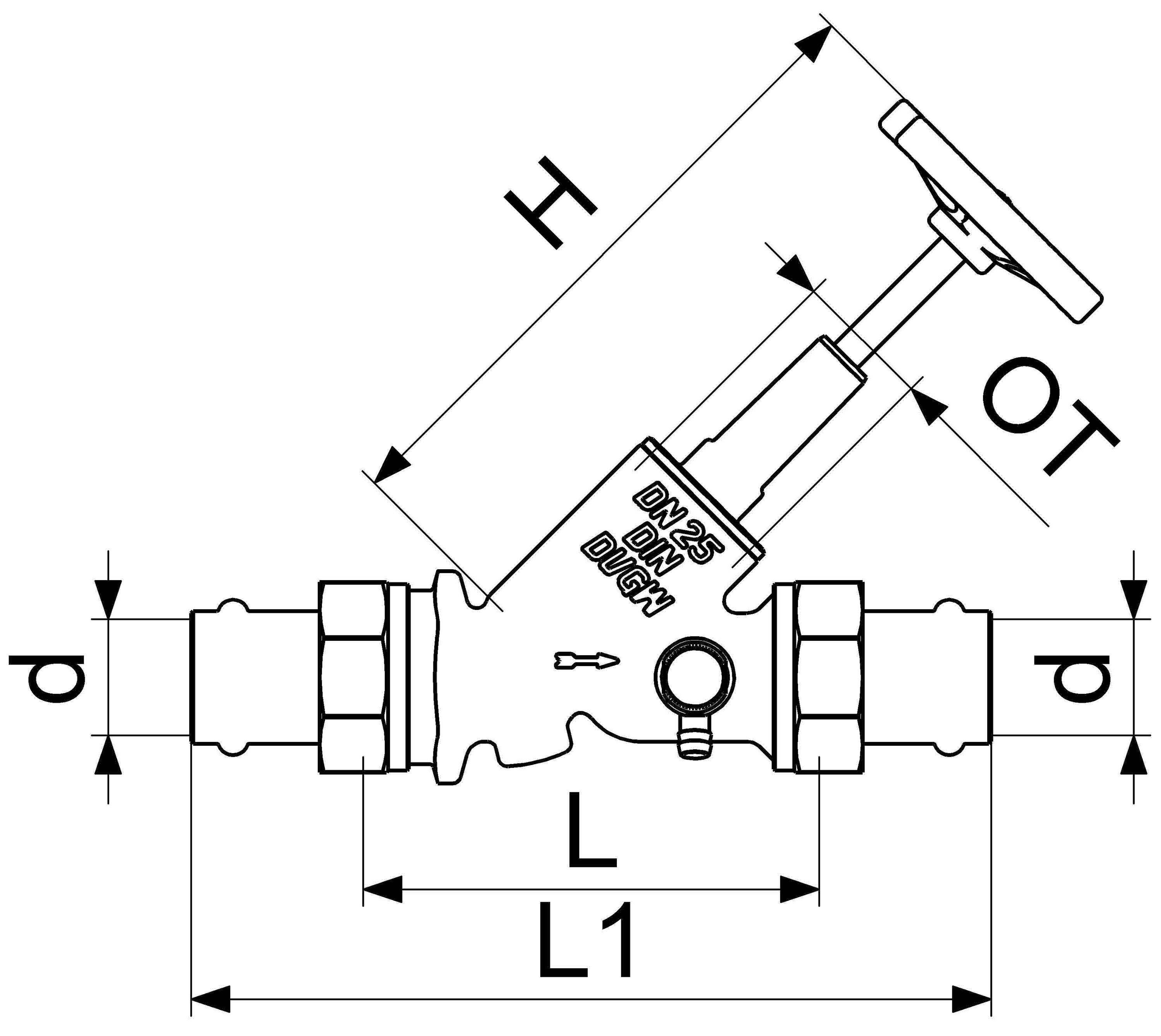 Schlösser Armaturen JS FREISTROMVENTIL,PRESS AG MULTI M.ENTL.,ST.SP.,DN50,PRESS