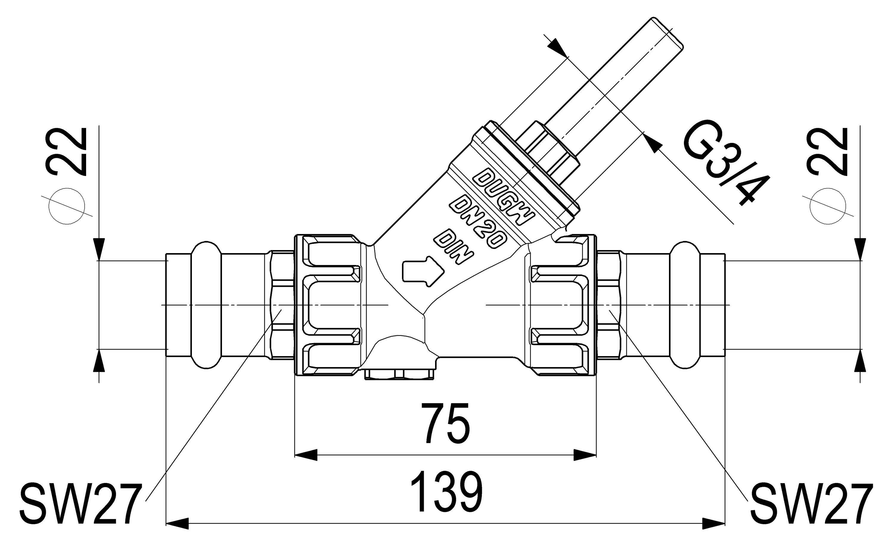 Schlösser Armaturen JS RUECKFLUSSVERHINDERER, O.ENTL. PRESSANSCHL.IG,DN20,PRESS2