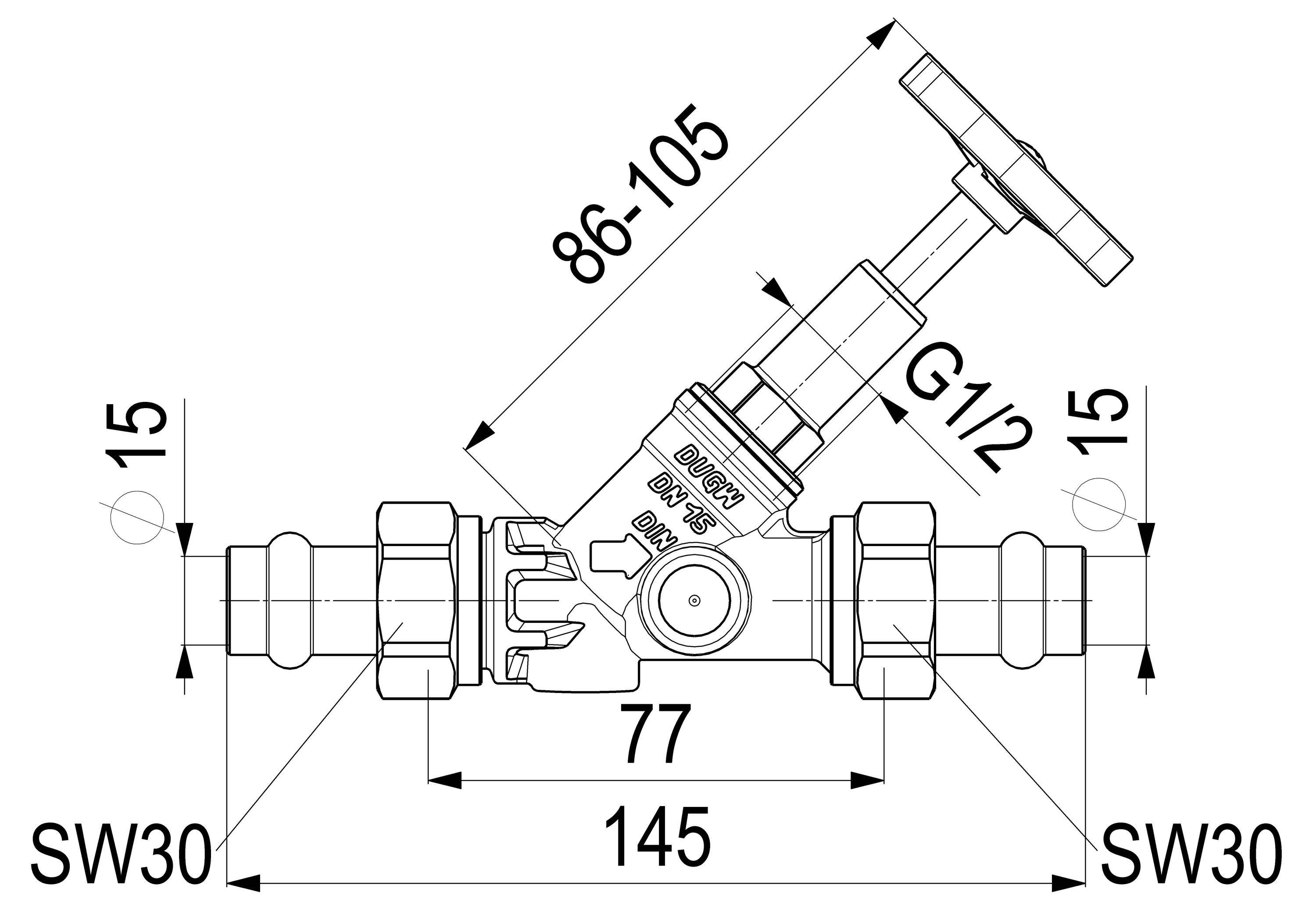 Schlösser Armaturen JS FREISTROMVENTIL,PRESS AG MULTI O.ENTL.,ST.SP.,DN15,PRESS
