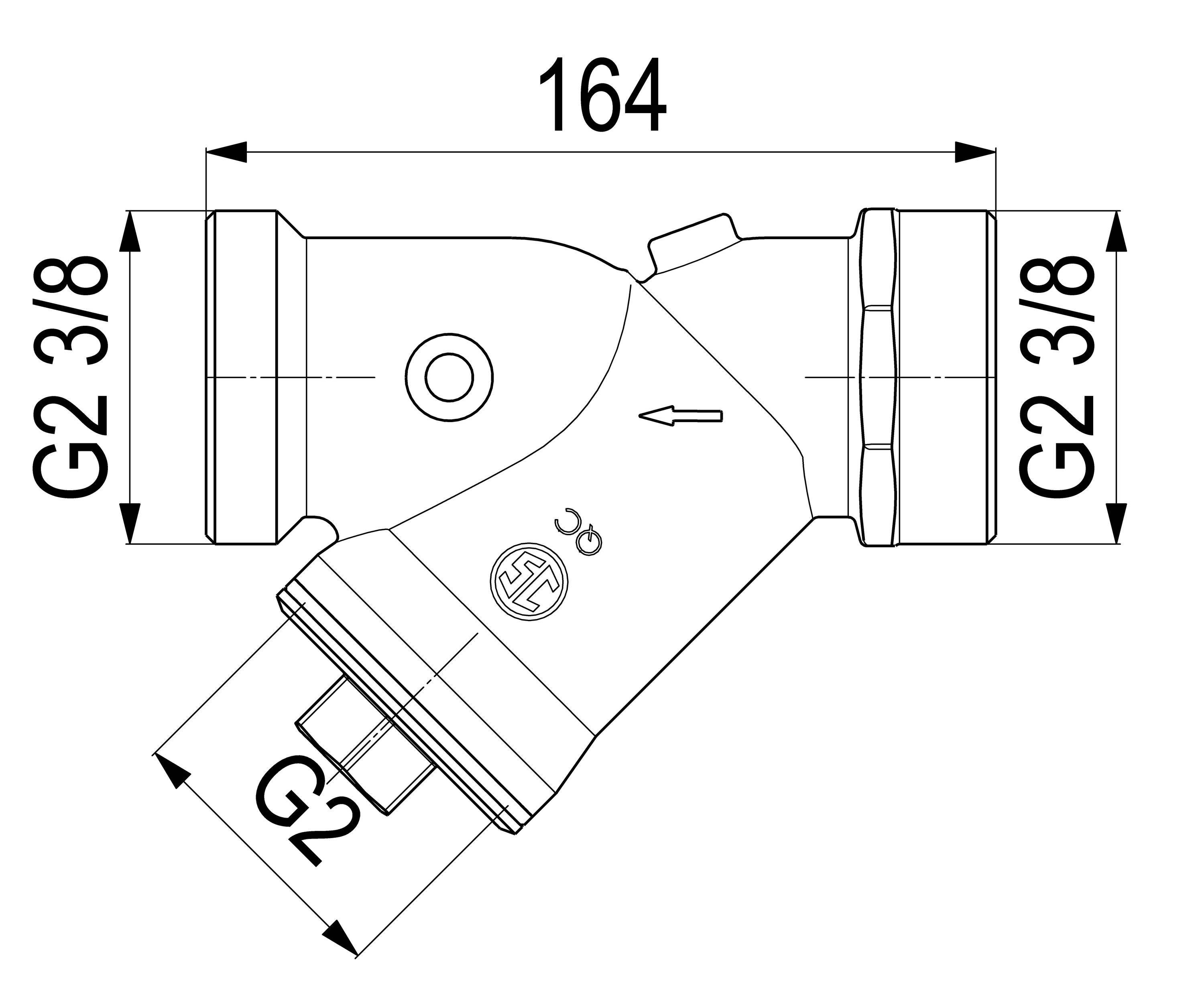 Schlösser Armaturen JS SCHMUTZFAENGER,AUSSENGEW.MULTI O.ENTL.,DN50,AG2 3/8,DIN G