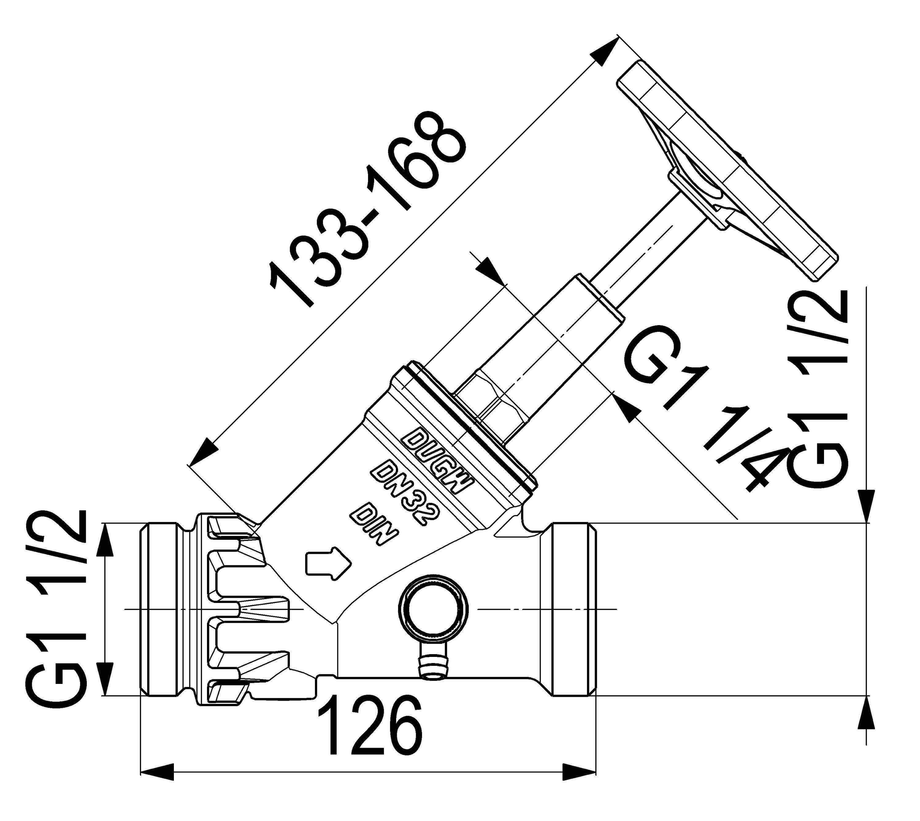 Schlösser Armaturen JS FREISTROMVENTIL, AUSSENG.MULTI M.ENTL.,ST.SP.,DN32,AG1 1/
