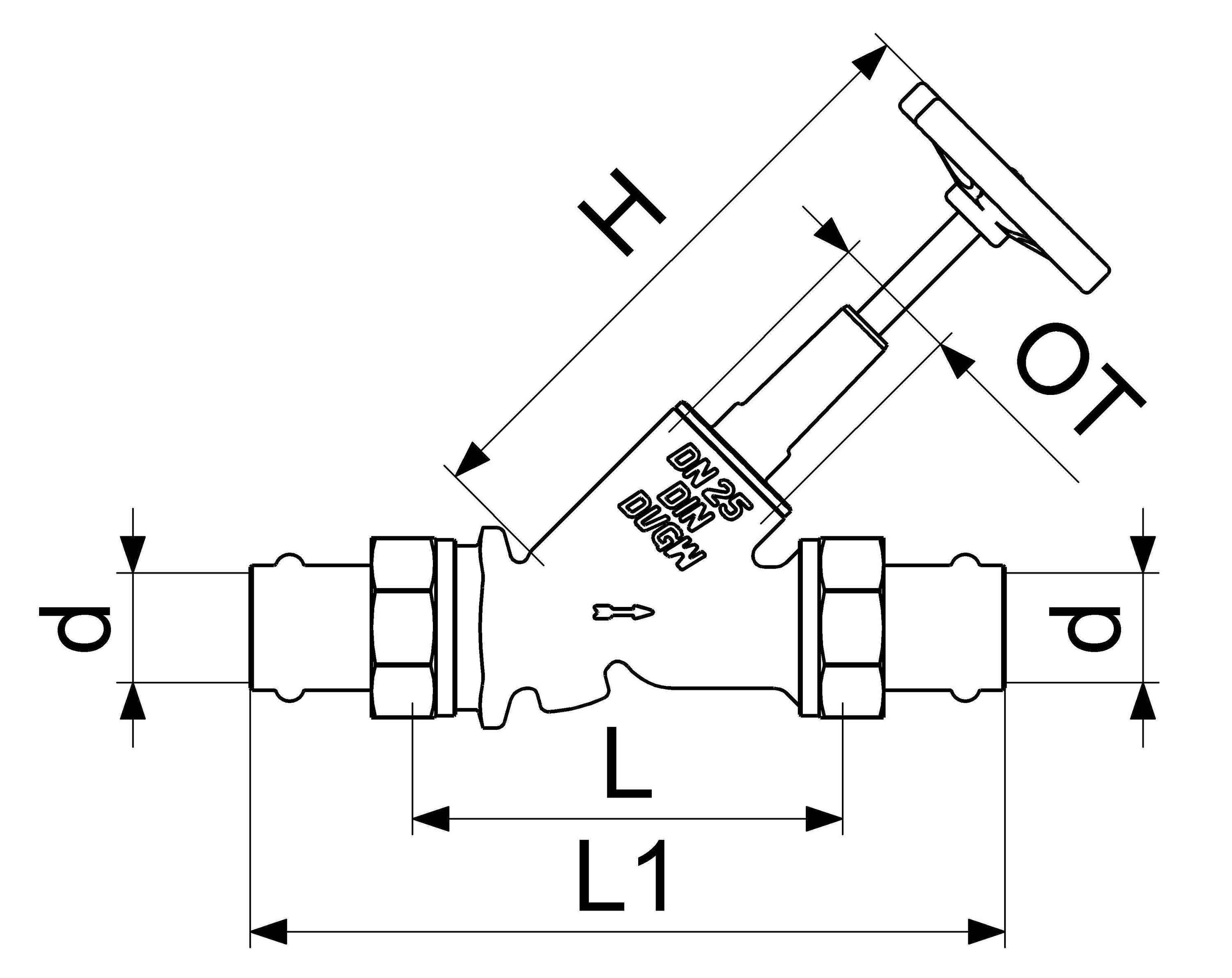 Schlösser Armaturen JS FREISTROMVENTIL,PRESS AG MULTI O.ENTL.,ST.SP.,DN40,PRESS