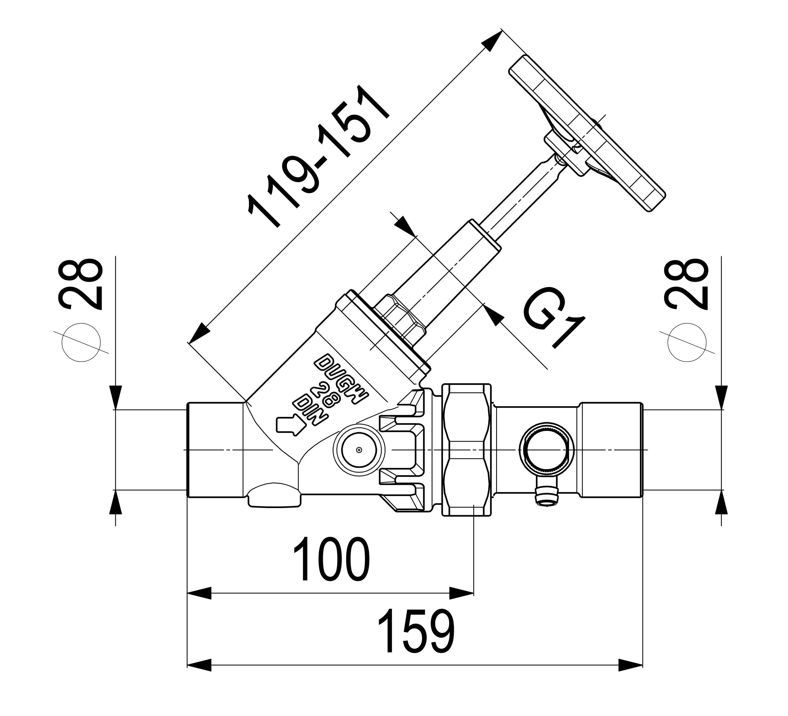 Schlösser Armaturen JS FREISTROMVENTIL, MIT ENTL. IN VSB AUSG.,ST.SP.,DN25,LOET2