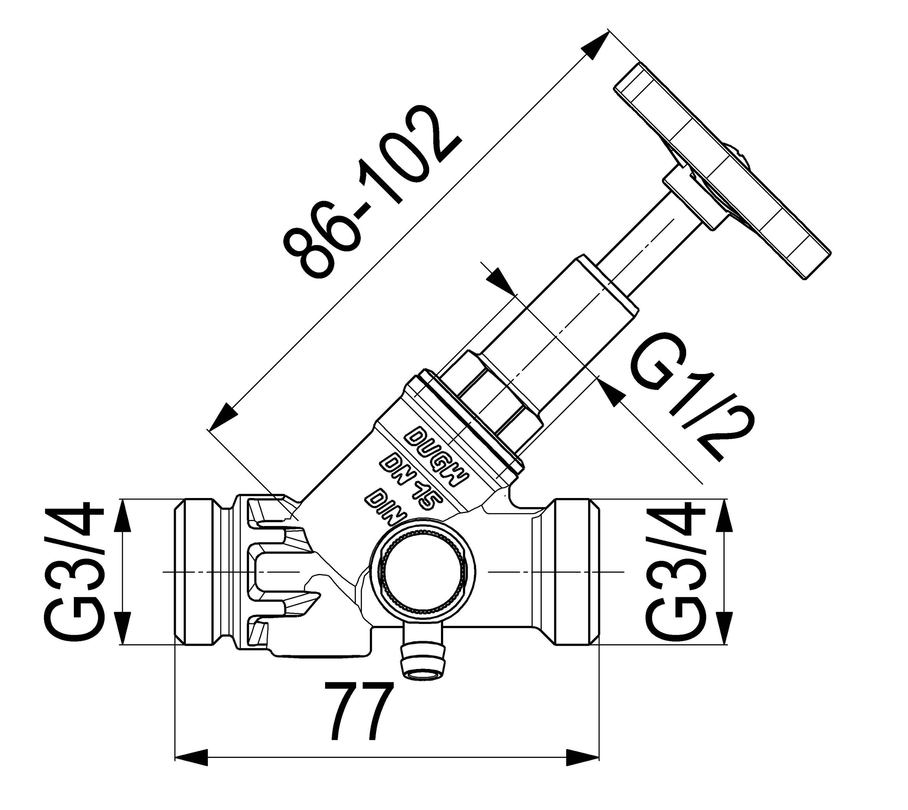 Schlösser Armaturen JS FREISTROMVENTIL, AUSSENG.MULTI M.ENTL.,ST.SP.,DN15,AG 3/4