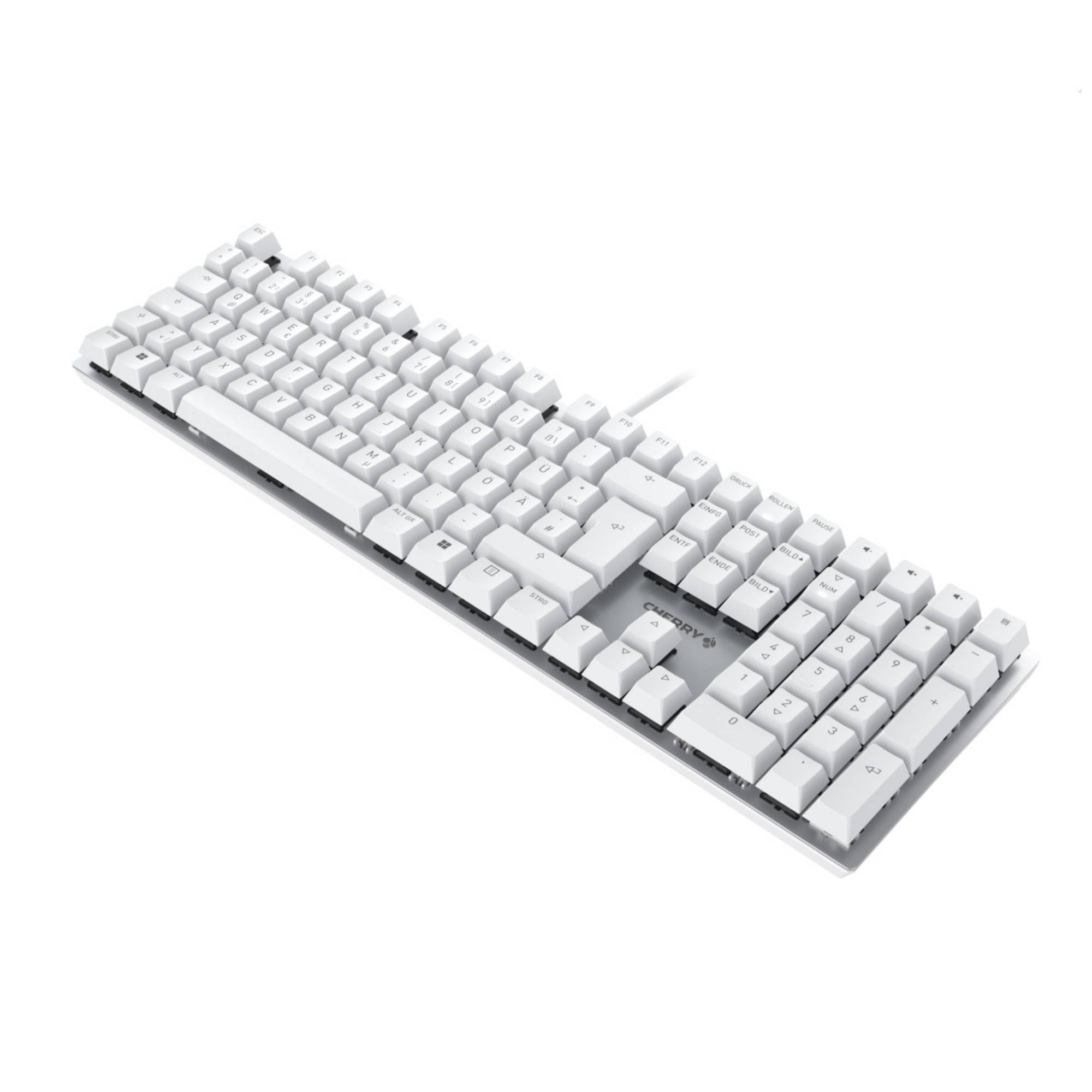 Cherry KC 200 MX, Volle Größe (100%), Kabelgebunden, USB, Mechanischer Switch, QWERTY, Silber, Weiß