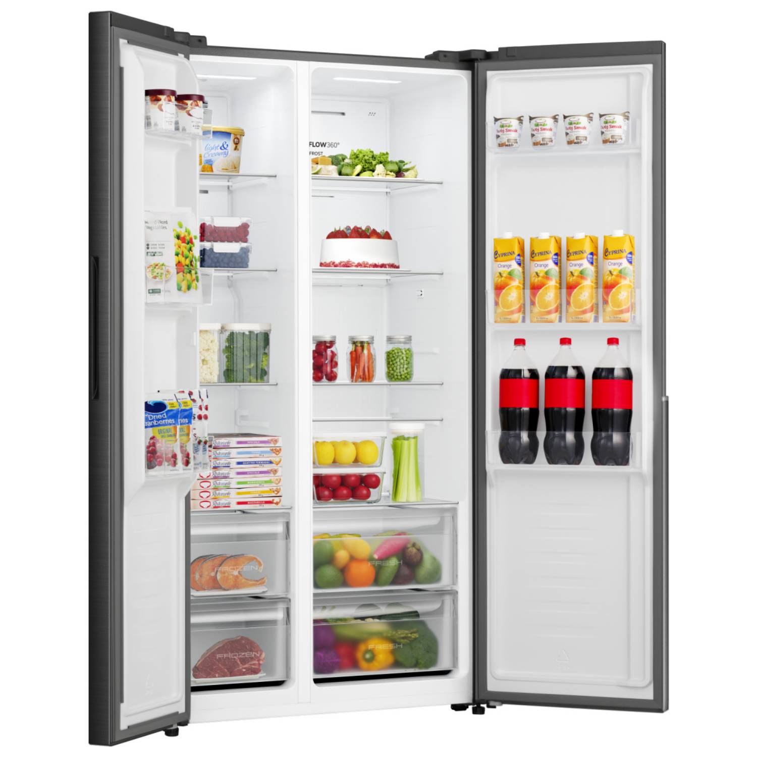 Gorenje Side by Side NRS917E41BX ?R, Freistehend, Amerikanische Tür, Schwarz, 2 Tür(en), Berührung, LED