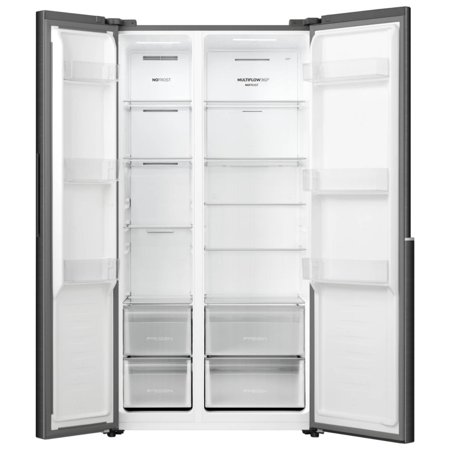 Gorenje Side by Side NRS917E41BX ?R, Freistehend, Amerikanische Tür, Schwarz, 2 Tür(en), Berührung, LED