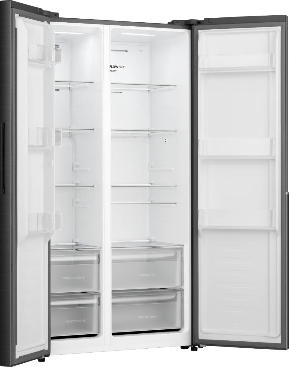 Gorenje Side by Side NRS917E41BX ?R, Freistehend, Amerikanische Tür, Schwarz, 2 Tür(en), Berührung, LED
