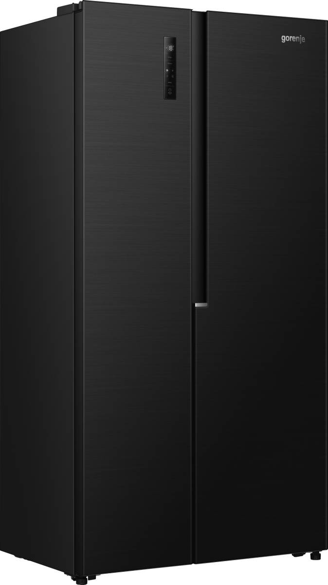 Gorenje Side by Side NRS917E41BX ?R, Freistehend, Amerikanische Tür, Schwarz, 2 Tür(en), Berührung, LED