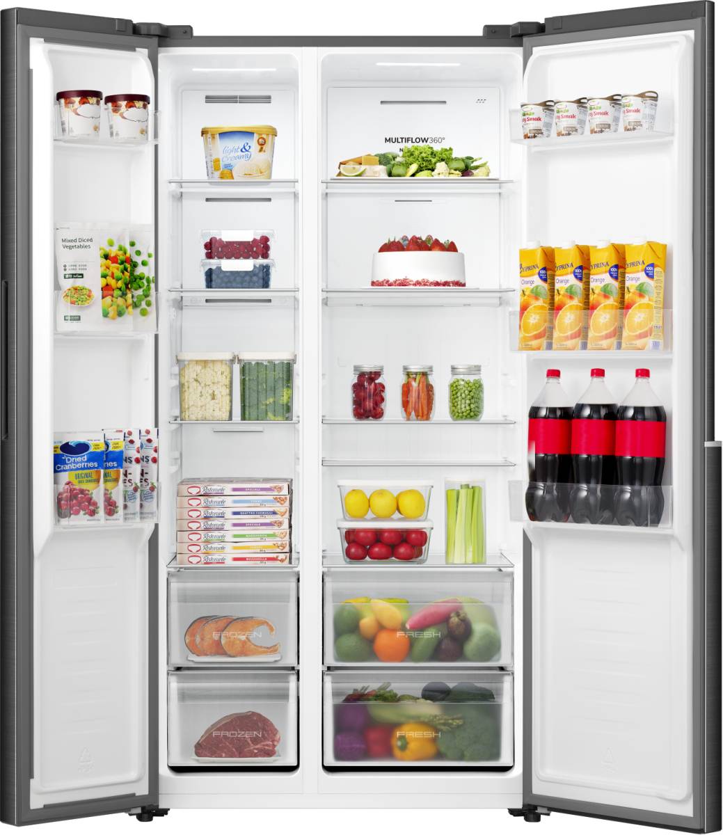 Gorenje Side by Side NRS917E41BX ?R, Freistehend, Amerikanische Tür, Schwarz, 2 Tür(en), Berührung, LED