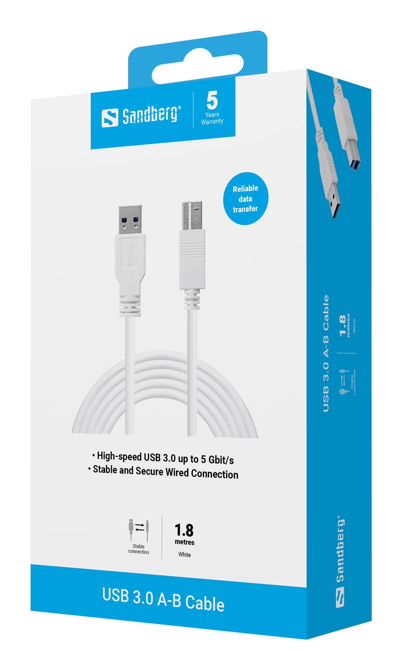 SANDBERG USB 3.0 A-B male 1,8m Peripheriegeräte & Zubehör Kabel & Adapter - USB & Thunderbolt