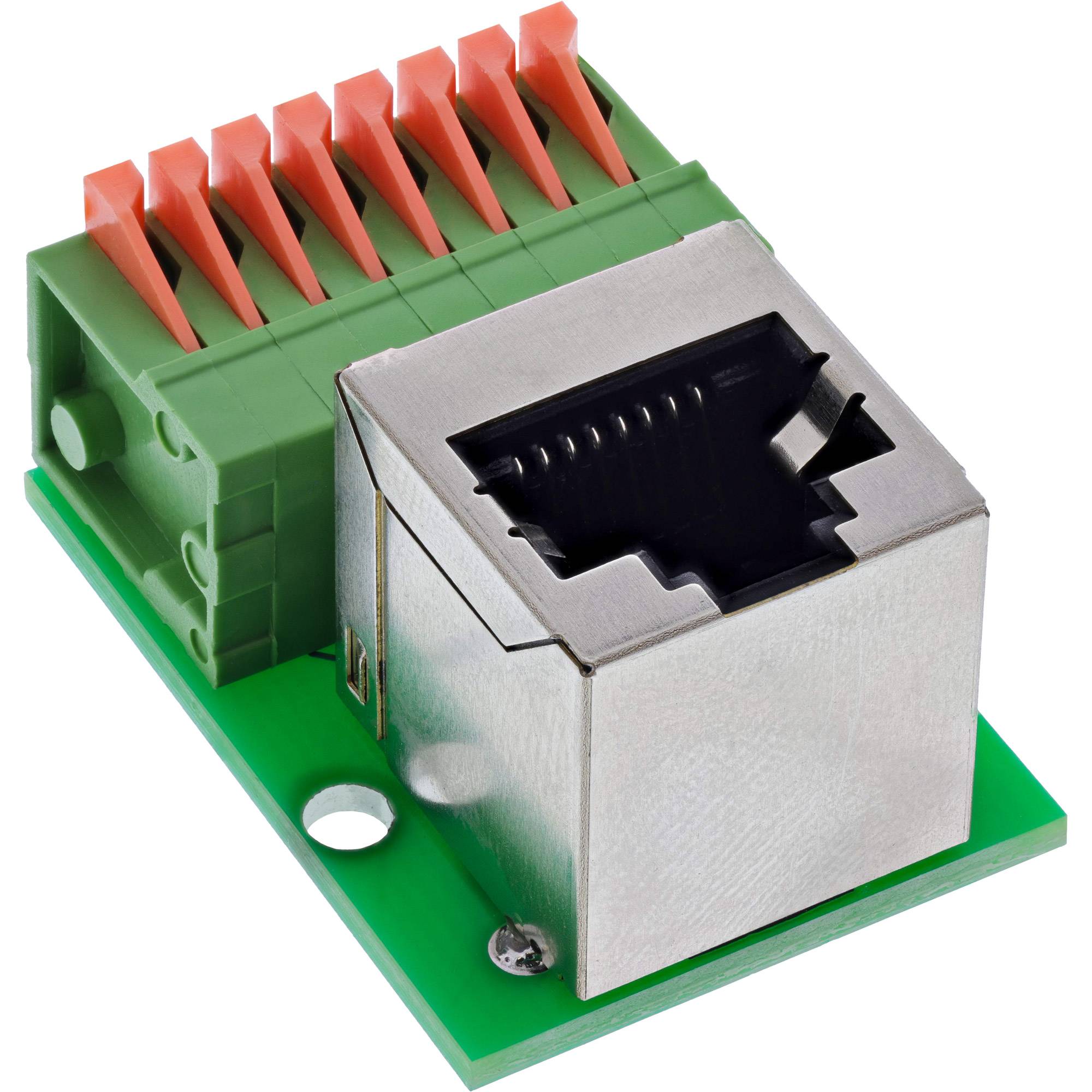InLine® RJ45 Buchse an Push-In-Klemme, 8pol, Cat.5e, gewinkelt Adapter / Konverter Terminalblock