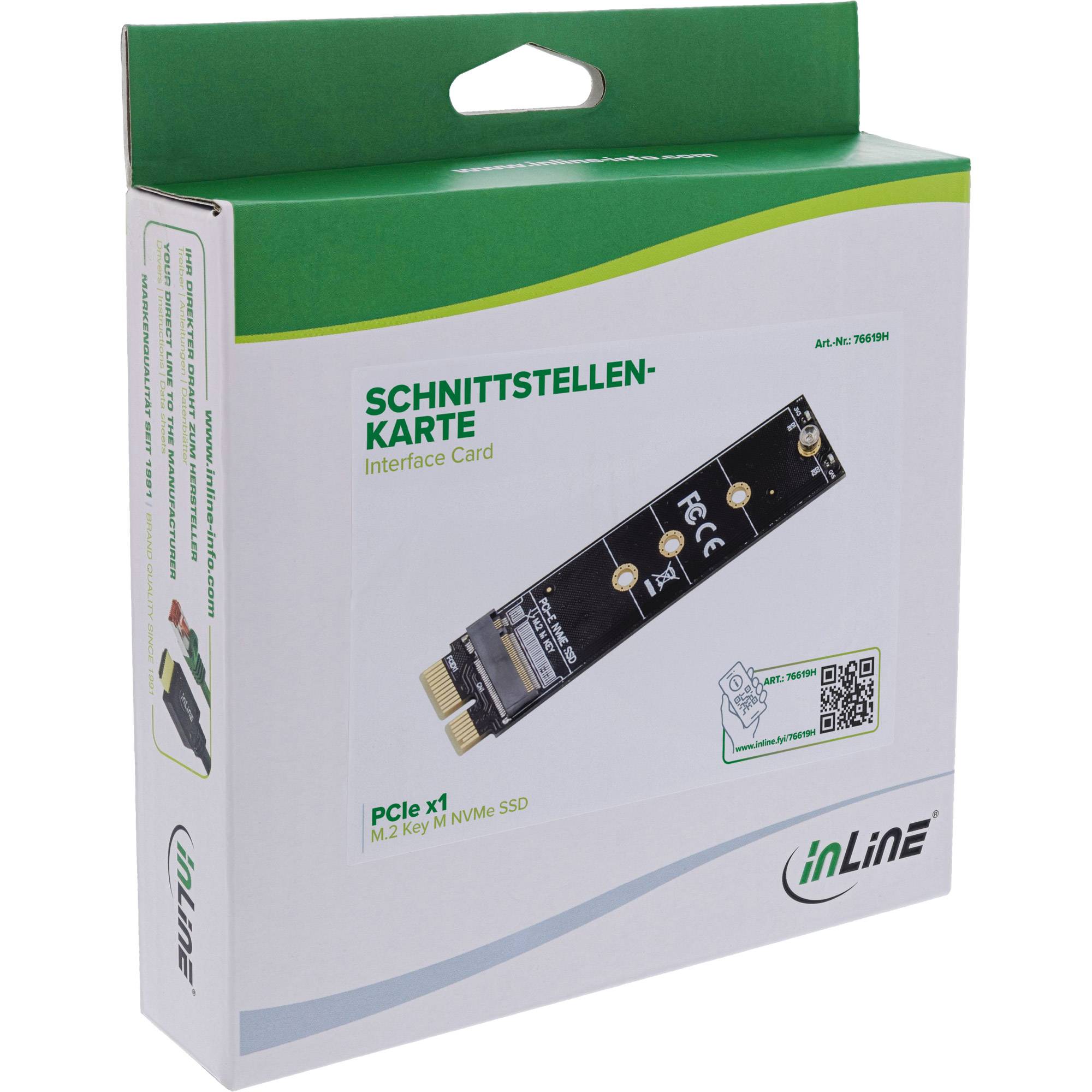 InLine® Schnittstellenkarte, PCIe x1 zu M.2 Key M NVMe SSD I/O-Karten / Frontpanel / Slotbleche