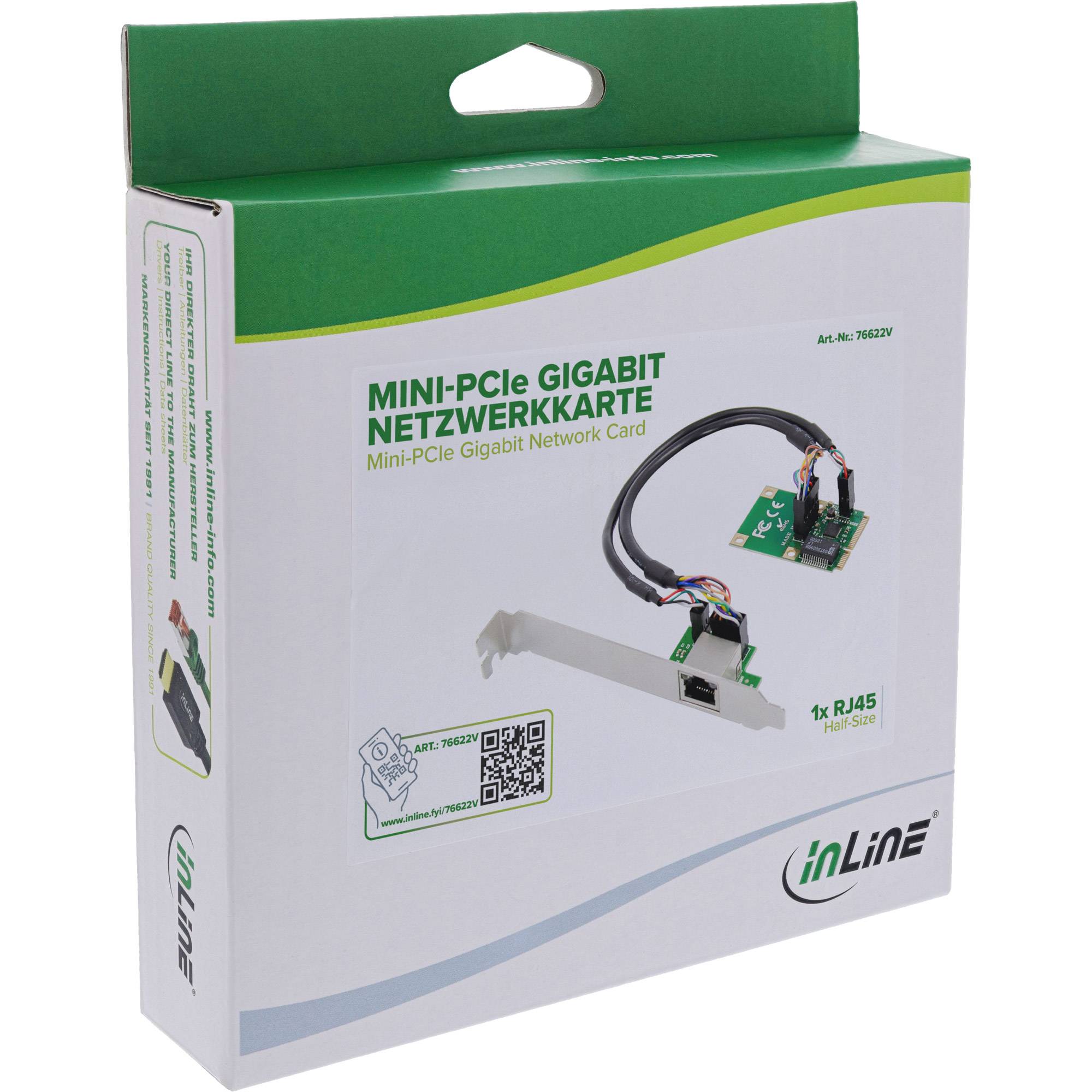 InLine Mini-PCIe Netzwerkkarte 1x RJ45 Half-Size inkl. RJ45-Modul