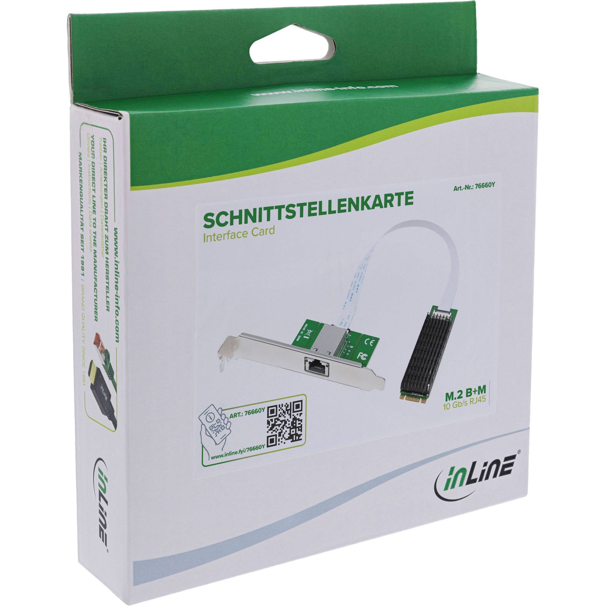 InLine® Schnittstellenkarte, M.2 B+M zu 10 Gb/s RJ45 I/O-Karten / Frontpanel / Slotbleche