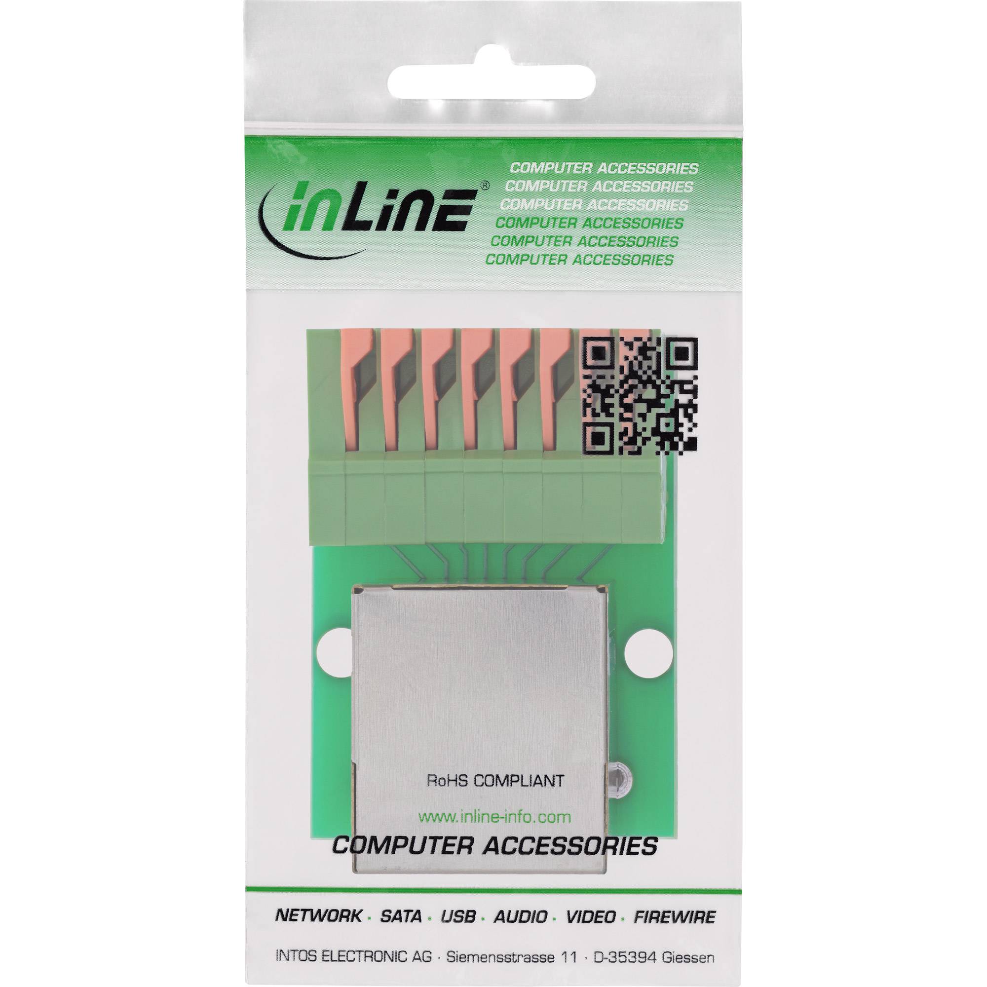 InLine® RJ45 Buchse an Push-In-Klemme, 8pol, Cat.5e Adapter / Konverter Terminalblock