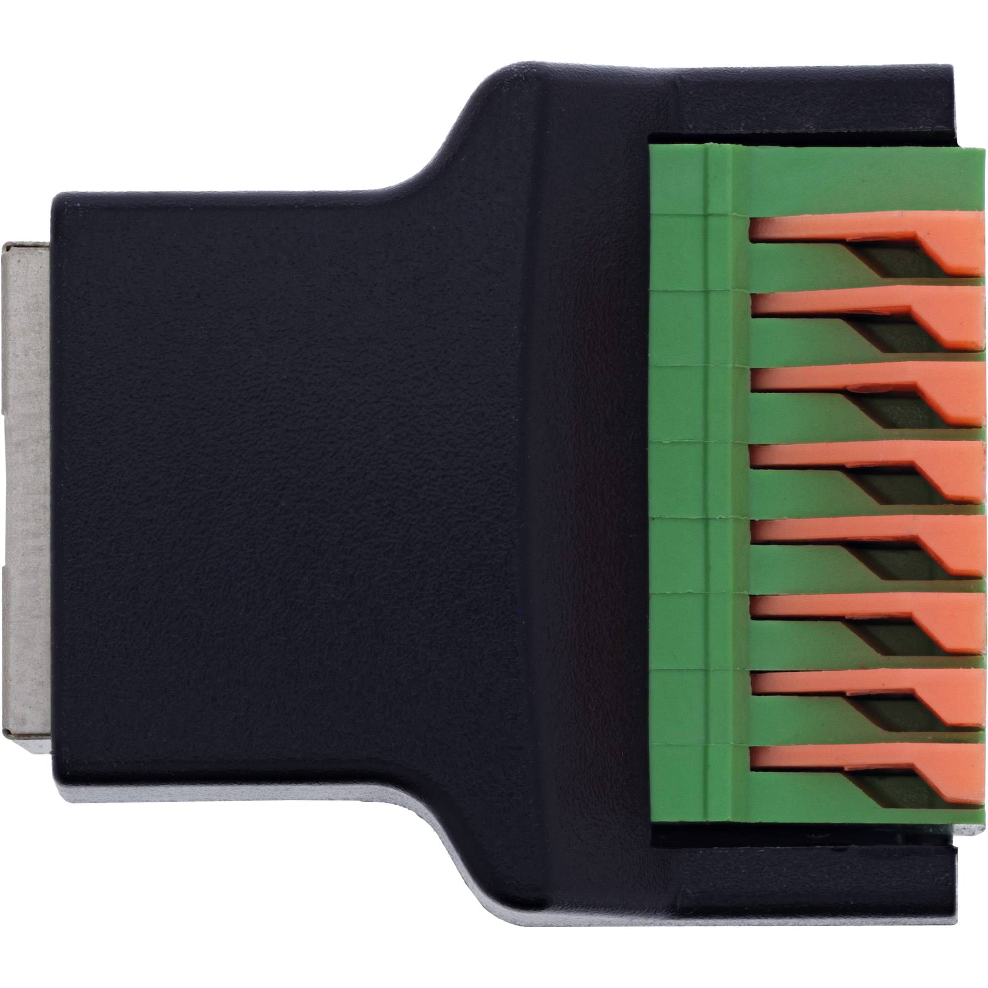 InLine® RJ45 Buchse an Terminalblock, 8pol, Push-In-Klemme Adapter / Konverter Terminalblock