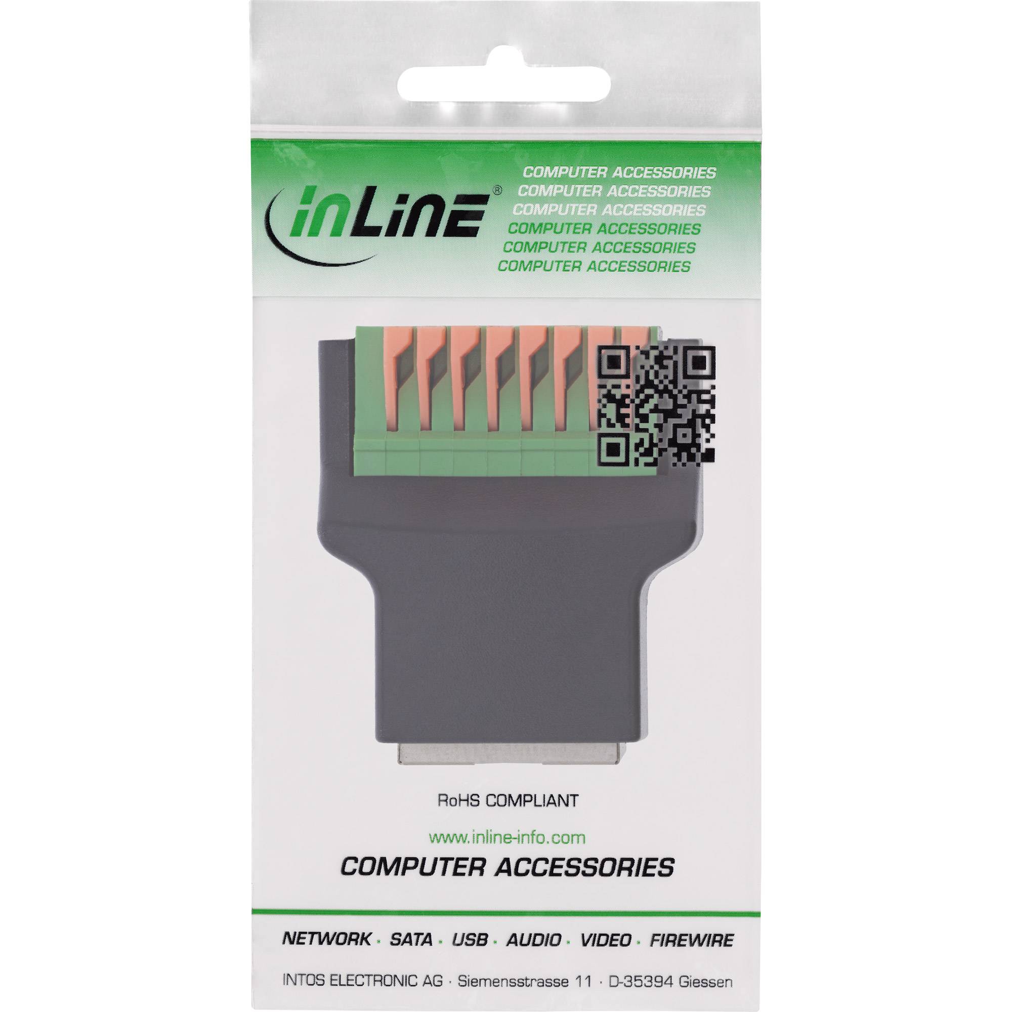 InLine® RJ45 Buchse an Terminalblock, 8pol, Push-In-Klemme Adapter / Konverter Terminalblock
