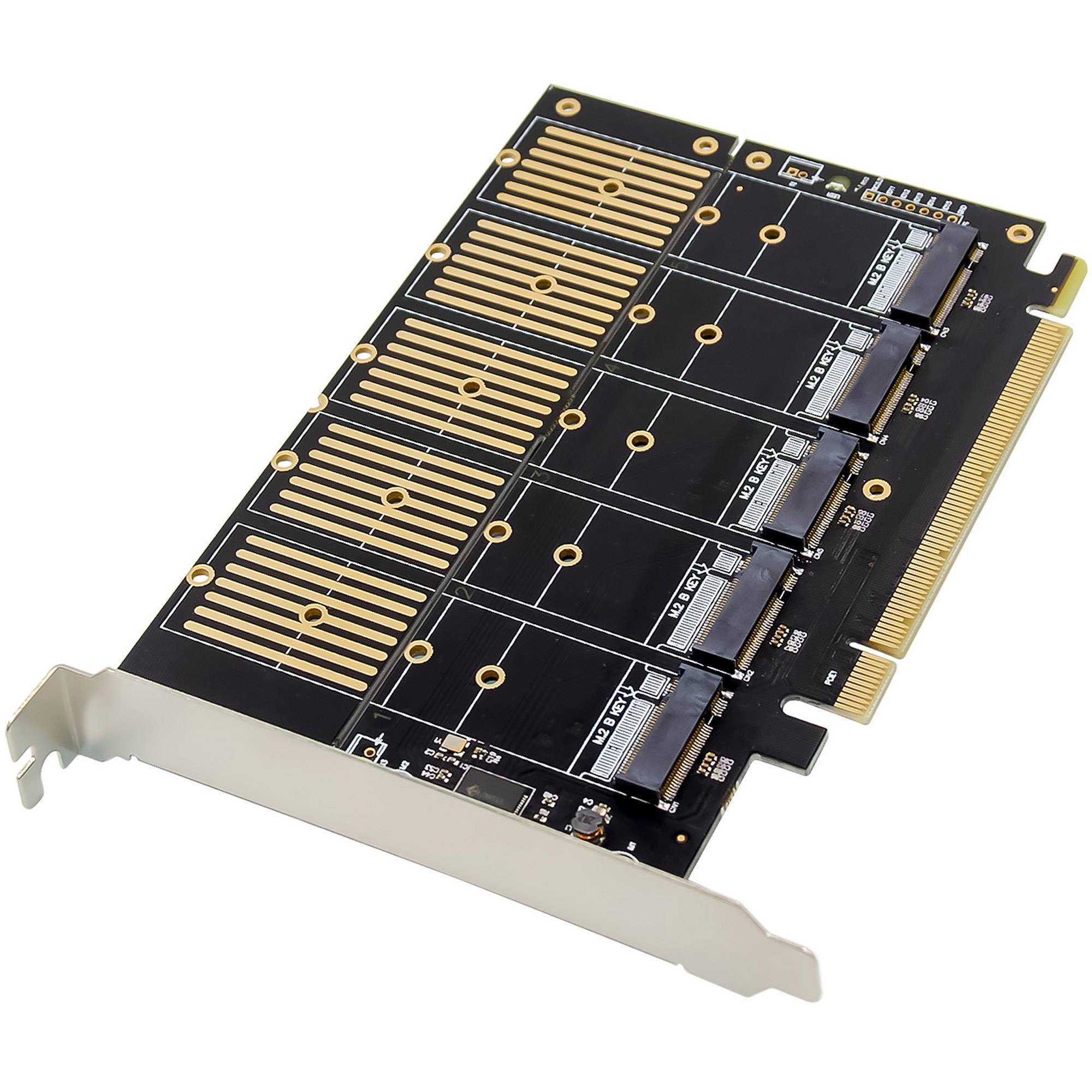 InLine Schnittstellenkarte PCIe x16 zu 5x M.2 Key B SATA inkl. Low-Profile Flexible Speichererweiterung per x16-Slot: