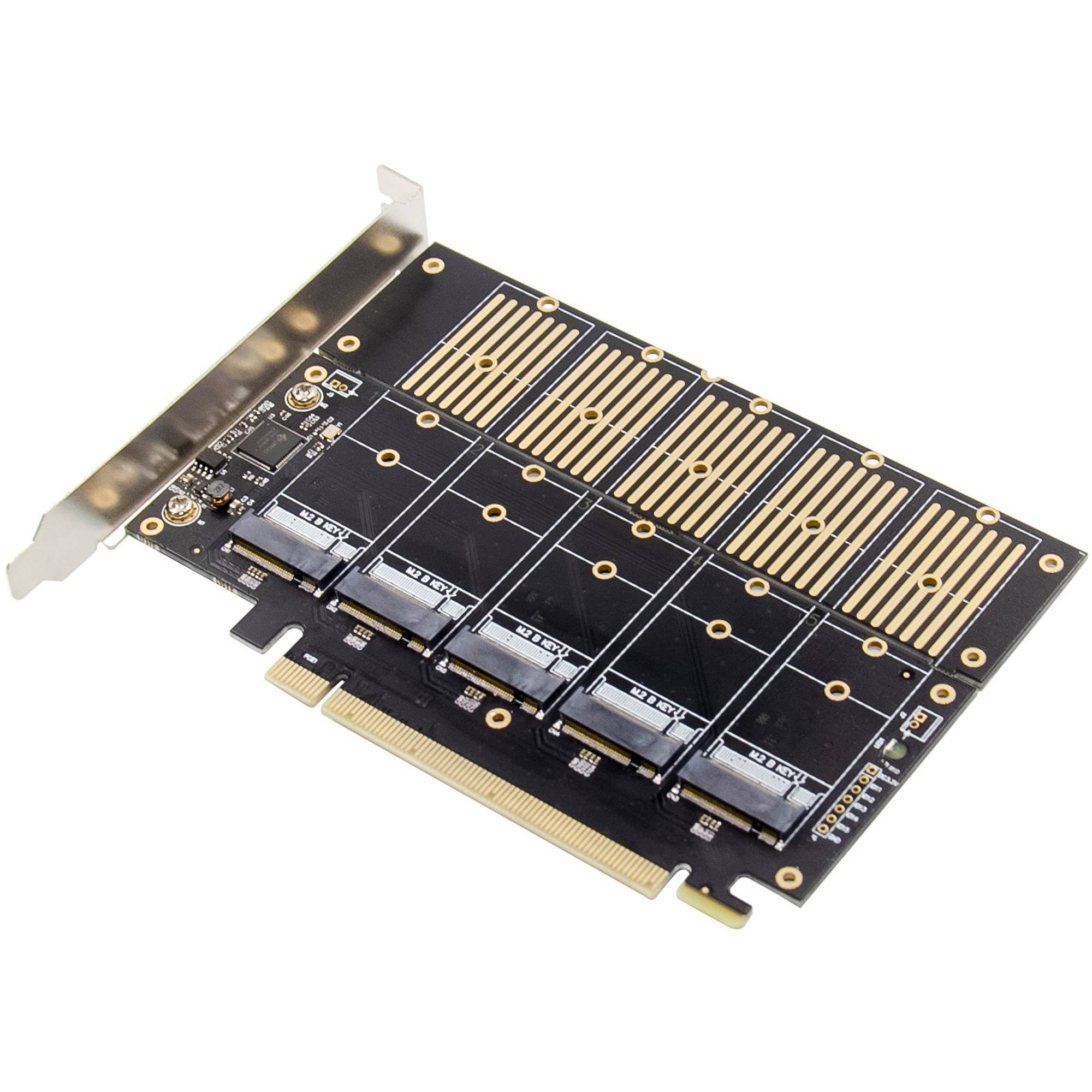 InLine Schnittstellenkarte PCIe x16 zu 5x M.2 Key B SATA inkl. Low-Profile Flexible Speichererweiterung per x16-Slot: