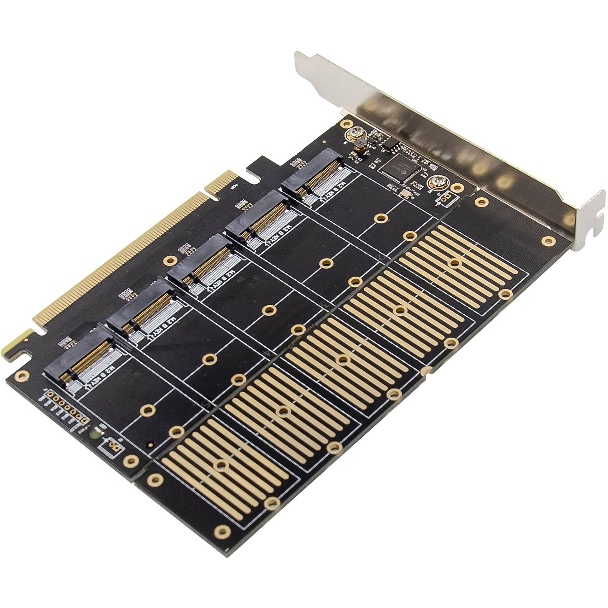 InLine Schnittstellenkarte PCIe x16 zu 5x M.2 Key B SATA inkl. Low-Profile Flexible Speichererweiterung per x16-Slot: