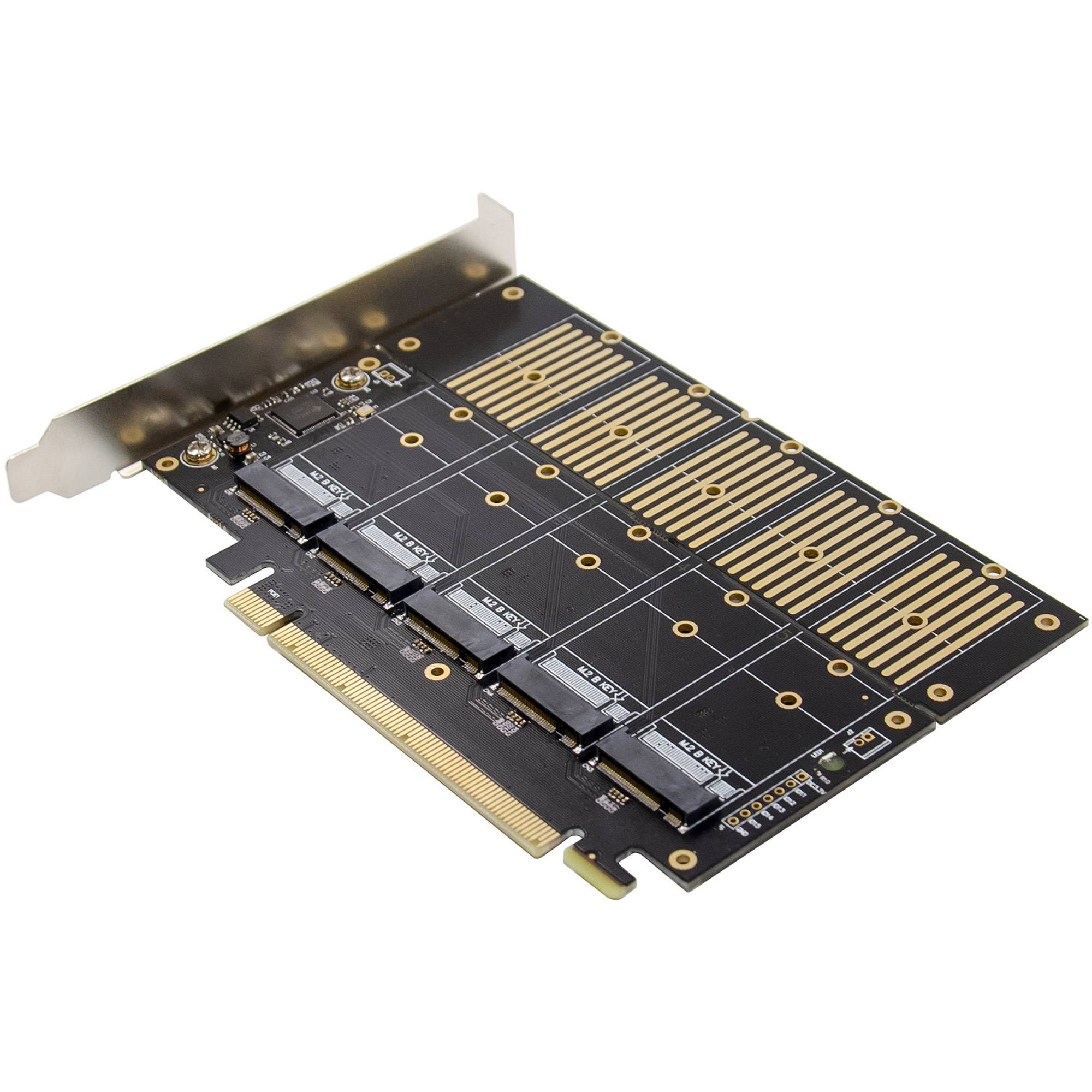 InLine Schnittstellenkarte PCIe x16 zu 5x M.2 Key B SATA inkl. Low-Profile Flexible Speichererweiterung per x16-Slot: