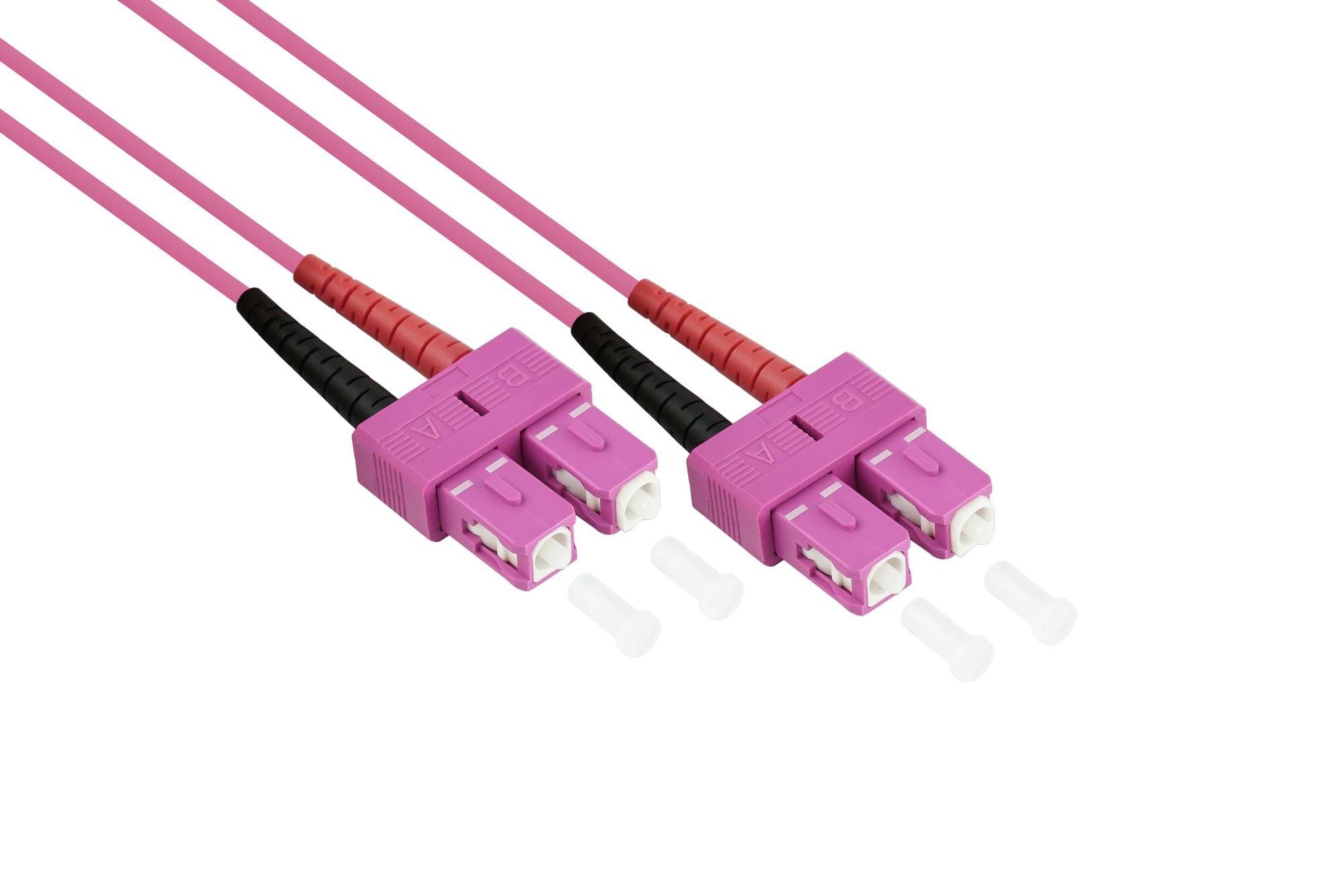 VARIA LWL Patchkabel OM4, Duplex, SC Stecker an SC Stecker, violett, 5m