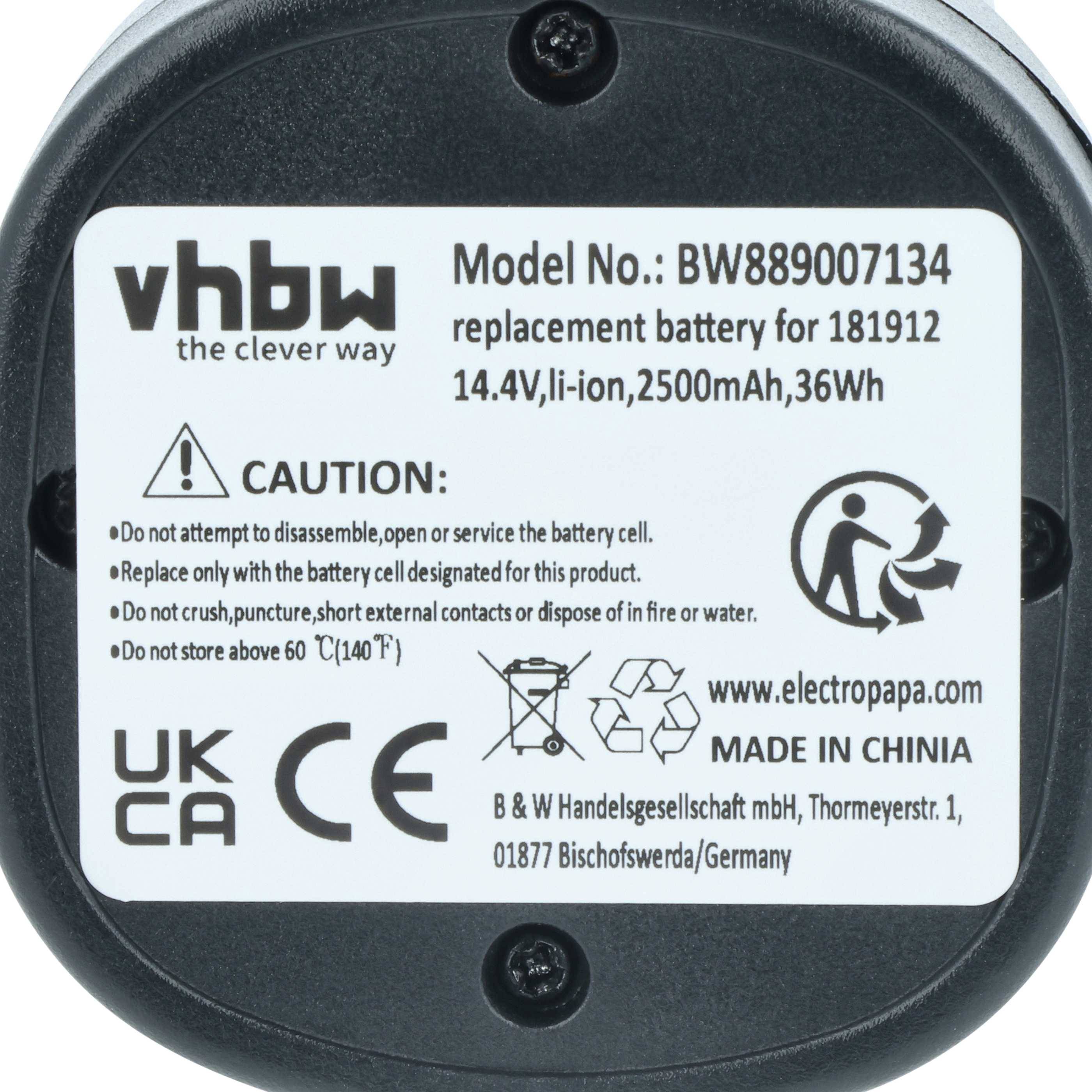 vhbw 2x Akku kompatibel mit Kerbl 181891, PowerCut, FarmClipper 2, 181881 Schermaschine (2500 mAh, 14,4 V, Li-Ion)