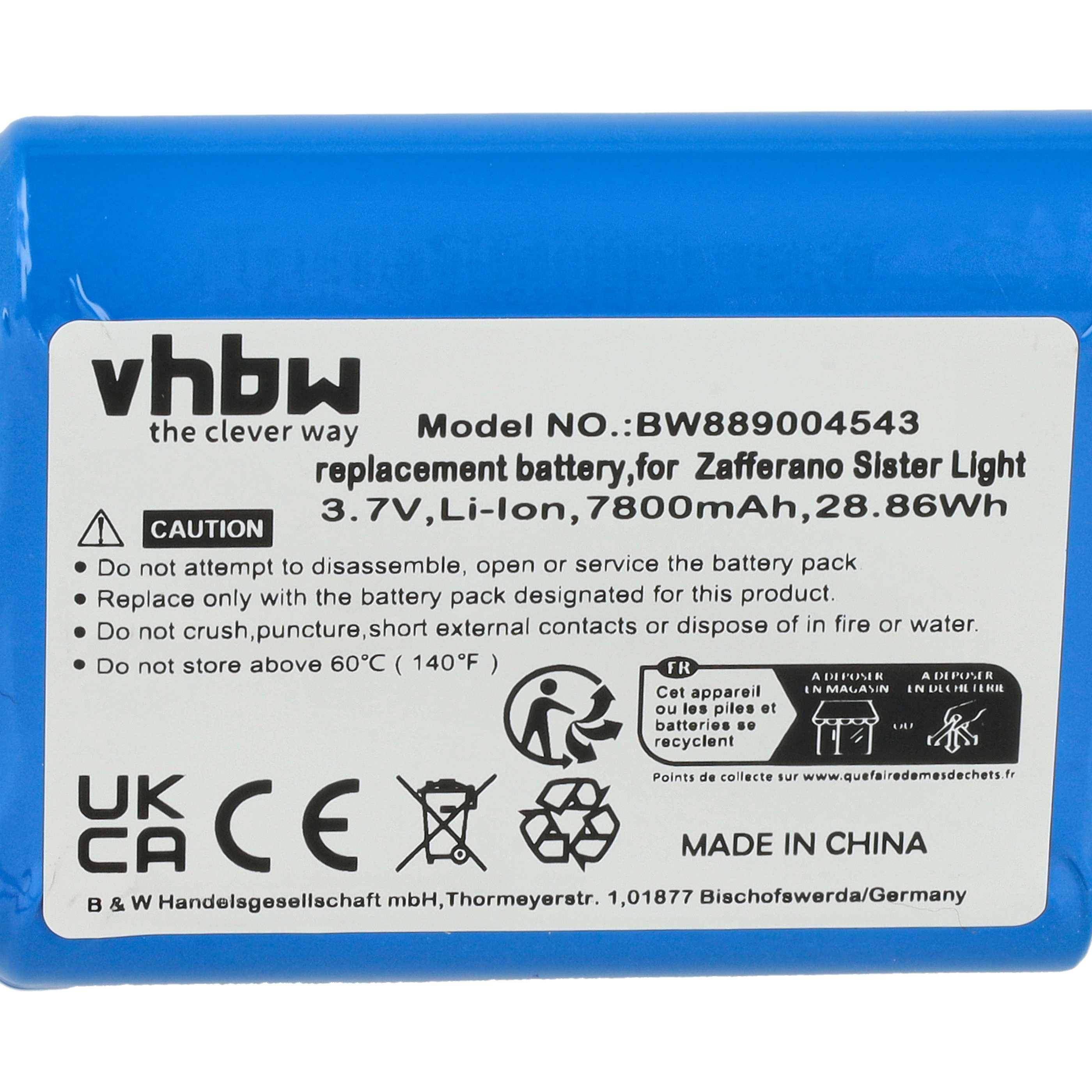 vhbw 2x Akku kompatibel mit Zafferano LD1080O3, LD1080I3, LD1080V3, LD1080R3 Tischlampe, Nachttischlampe (7800 mAh, 3,7