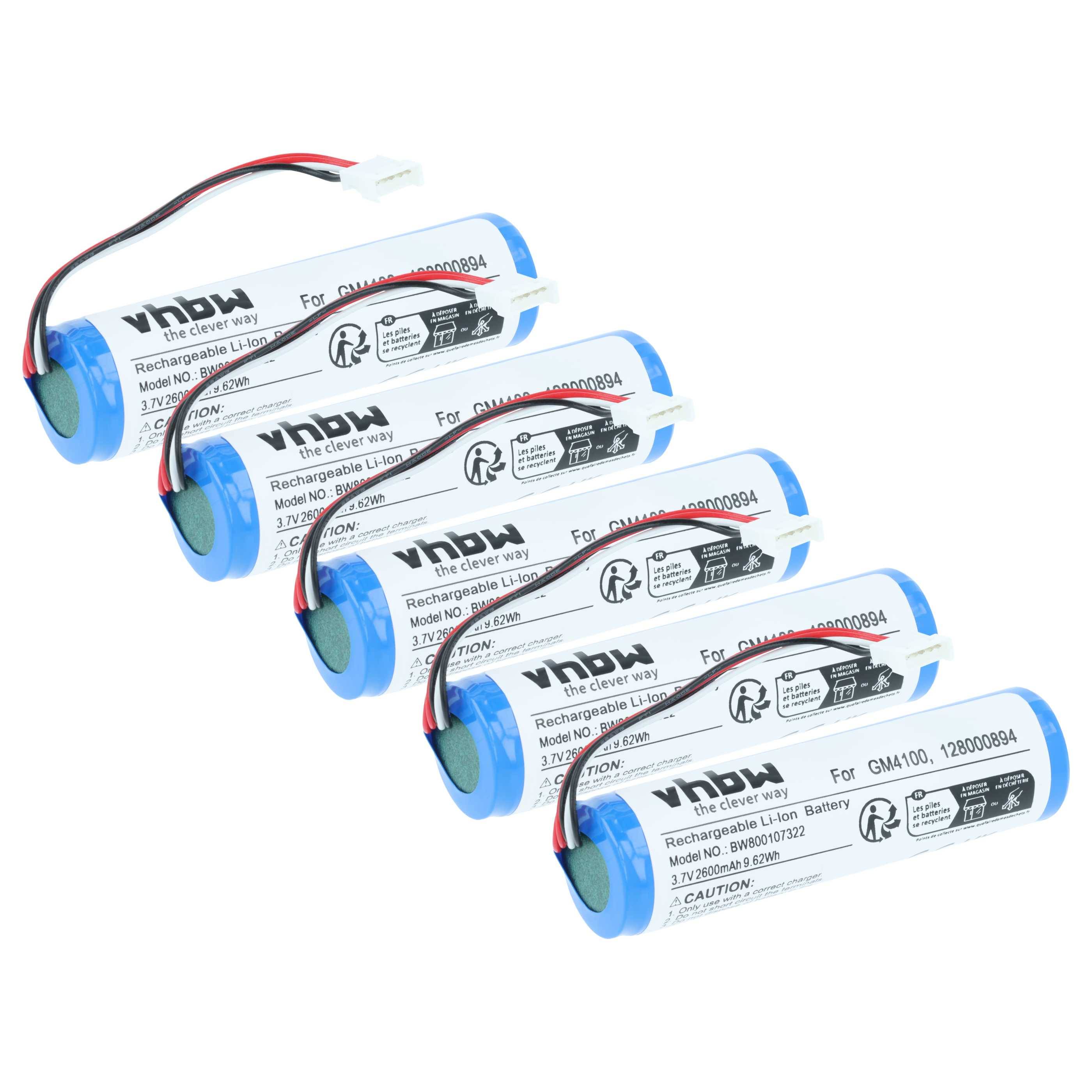vhbw 5x Akku Ersatz für 128000894 | RBP-GM40 für Barcodescanner POS (2600 mAh, 3,7 V, Li-Ion)