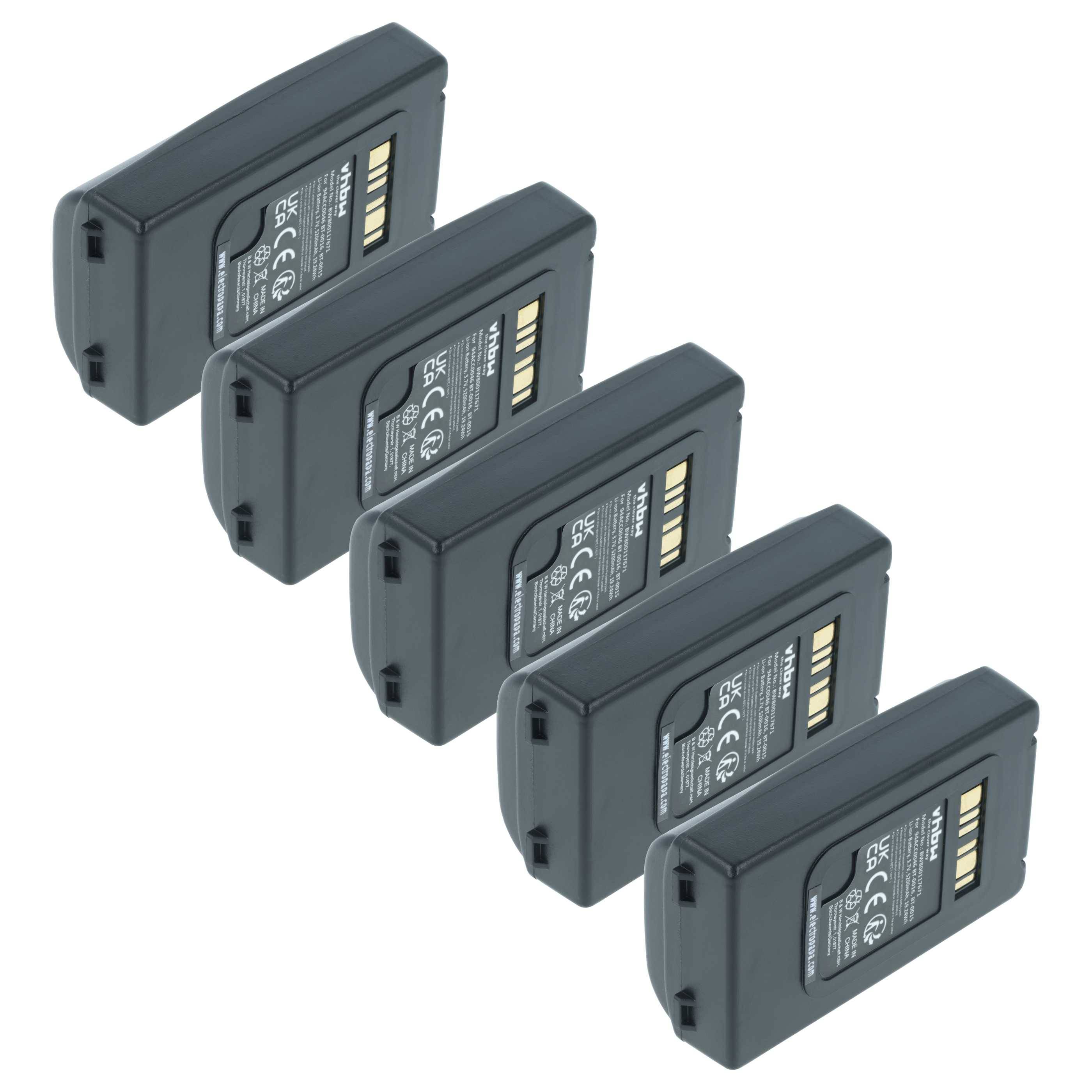 vhbw 5x Akku kompatibel mit Datalogic Skorpio X4, Skorpio X3 Barcodescanner POS (5200 mAh, 3,7 V, Li-Ion)