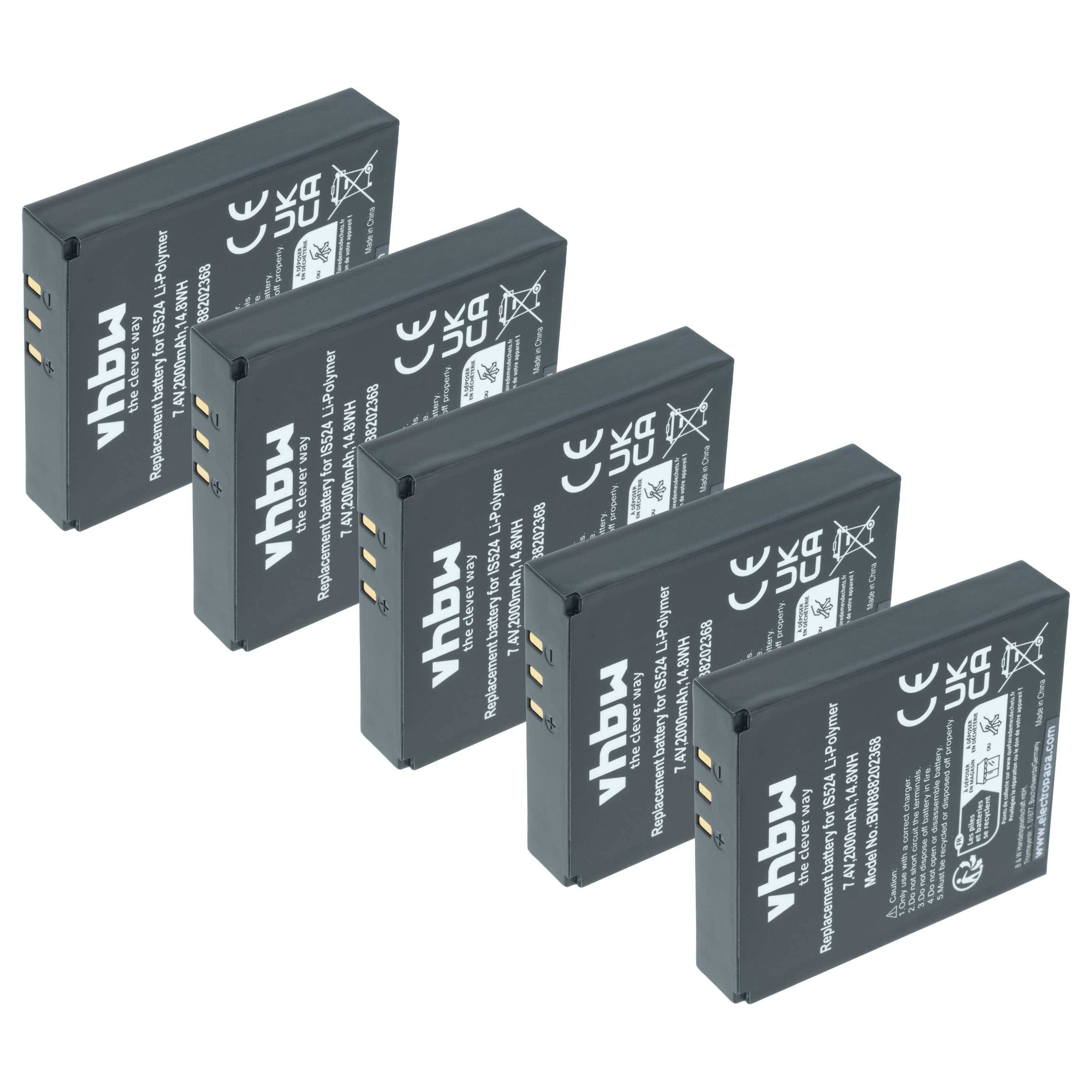 vhbw 5x Akku kompatibel mit Pax D210, D210 BlueTooth, D210 GPRS, myPOS D210 Wifi Barcodescanner POS (2000 mAh, 7,4 V